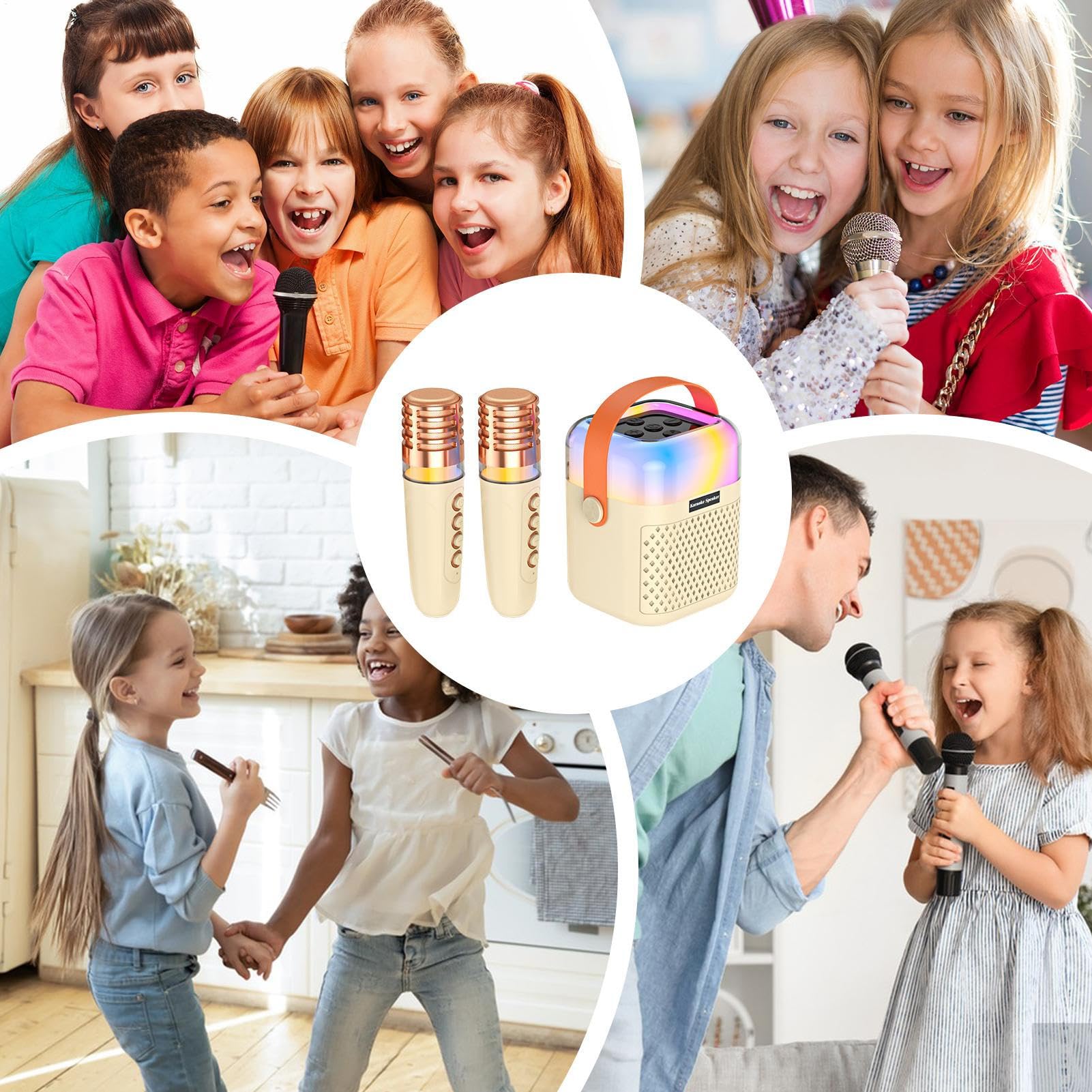 Máquina De Karaoke para Niños Altavoz Inalámbrico para Cantar con 2 | Altavoz Exterior para Karaoke Para En Oficina Patio Jardín Exteriores Reuniones Hogar Y Escenarios