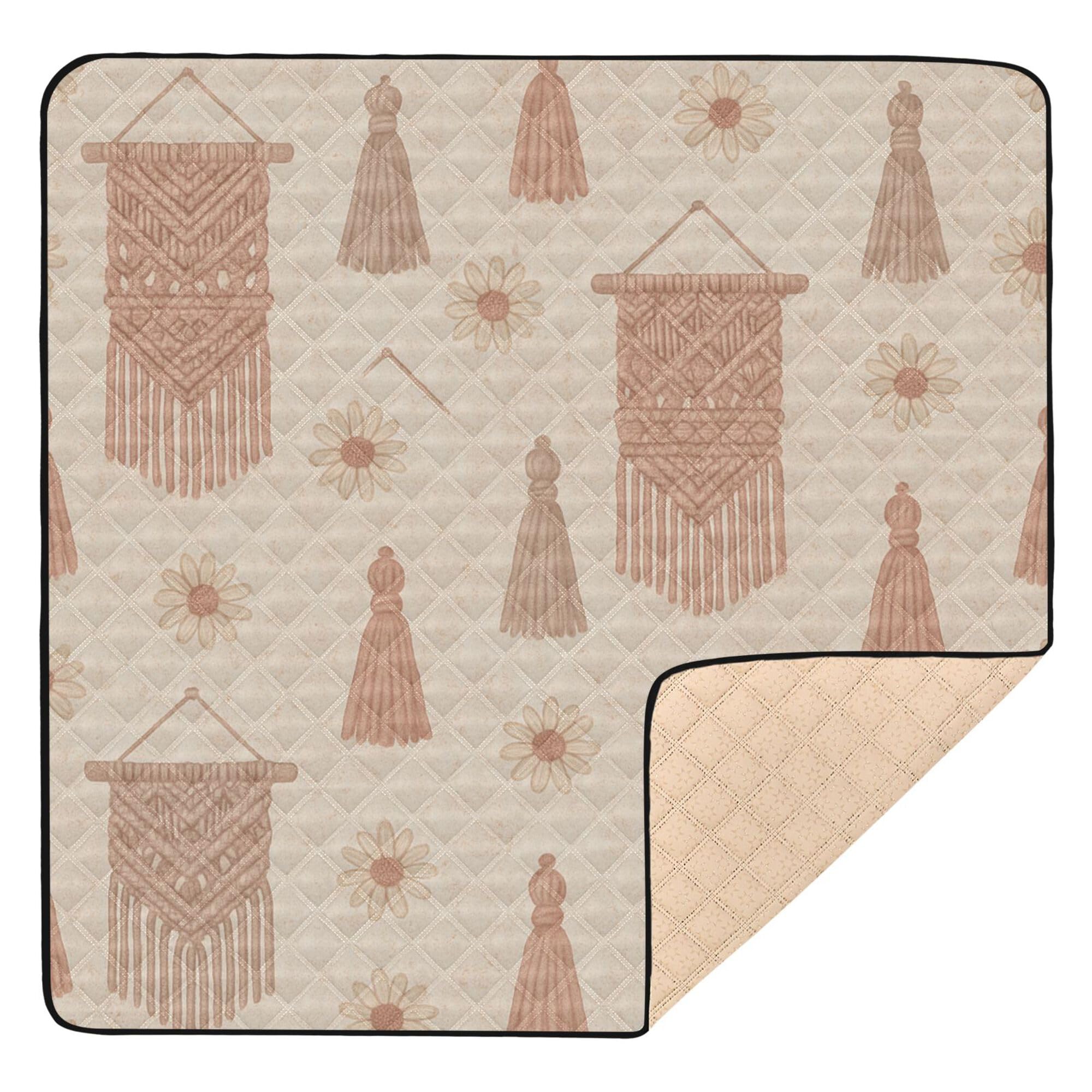 Tappetino da gioco in morbida schiuma con motivo bohémien, per interni ed esterni, impermeabile, per gattonare, per bambini, 127 x 127 cm