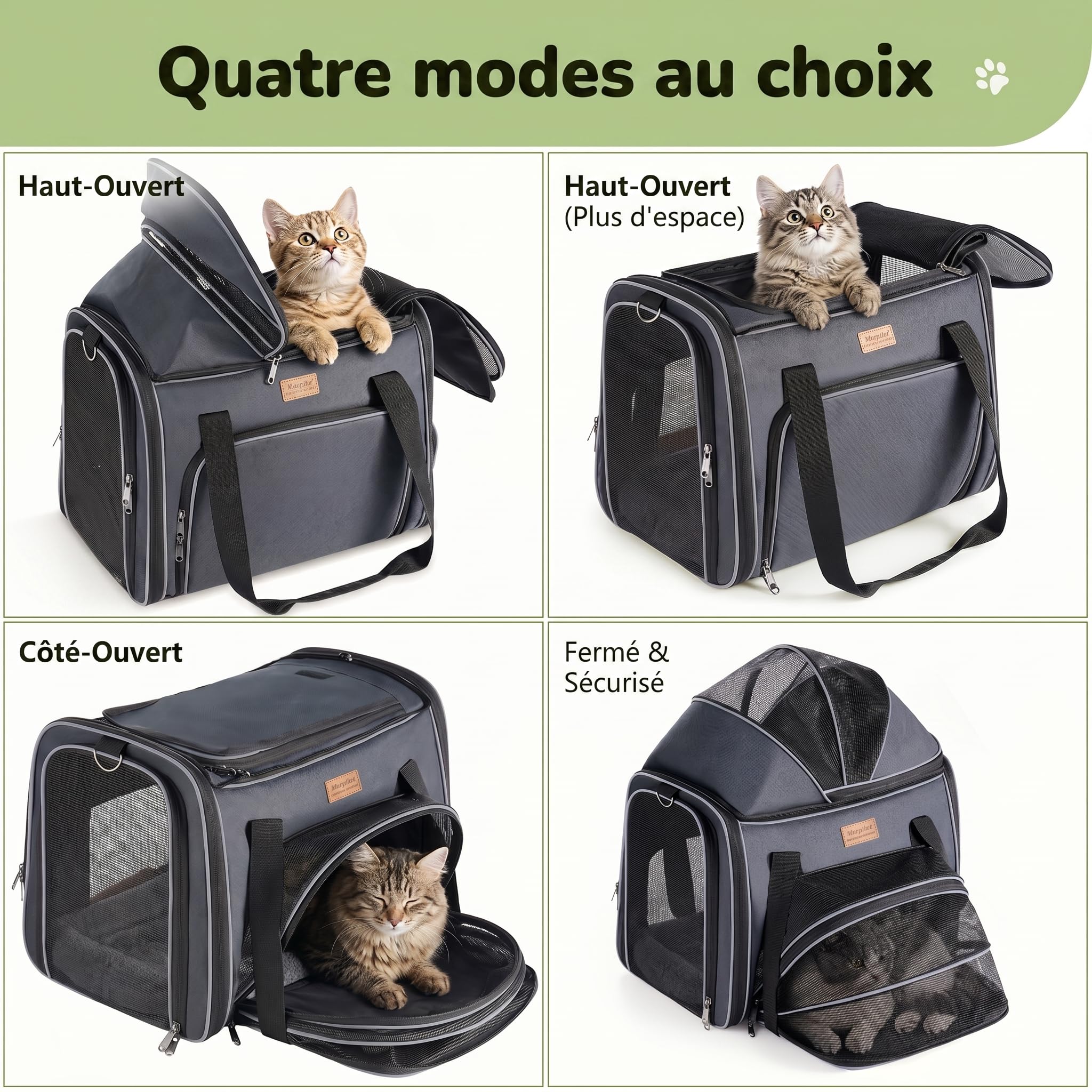 Morpilot Sac de Transport Extensible pour Chat - Extra Stable - Tissu en Maille Respirante pour Animaux de Compagnie