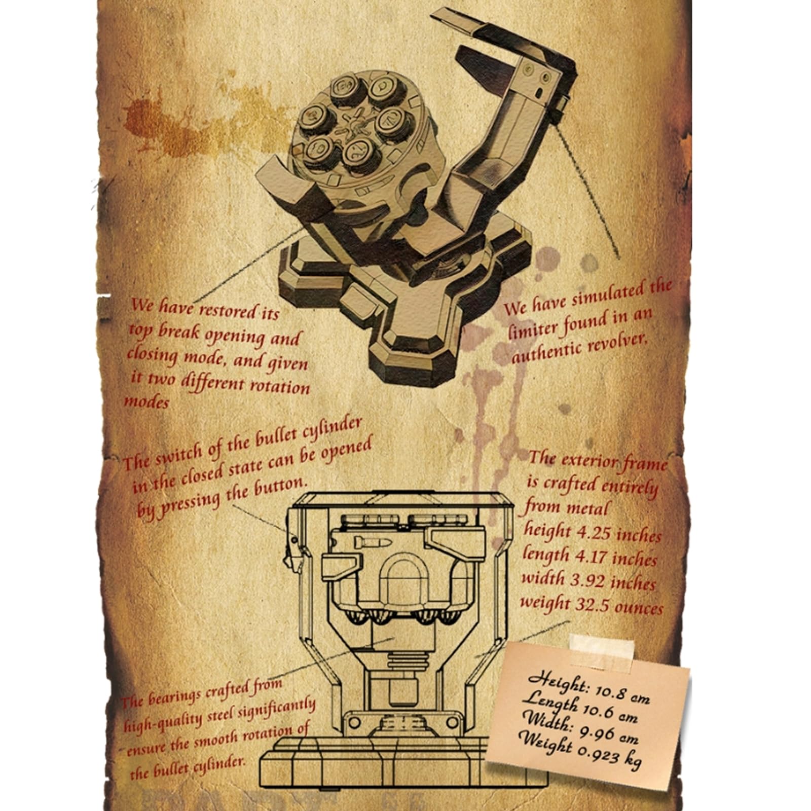 DND Bullet Nest Dice Set with Revolver Cylinder Dice-Spinning Rocker Container with Wand Dice Metal Polyhedral - Holder DND Dice Set for D&D Sci-Fi War Crime Theme Tabletop Games