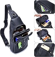 Vista 115 de LUKZIJAES Bolso bandolera de cuero genuino para hombre marrón (#1-Brown)