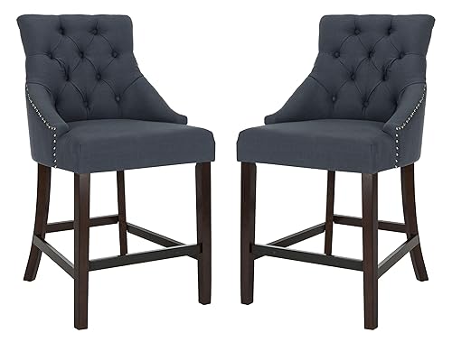 Safavieh Eleni Counter Stool, Dark Grey/Espresso