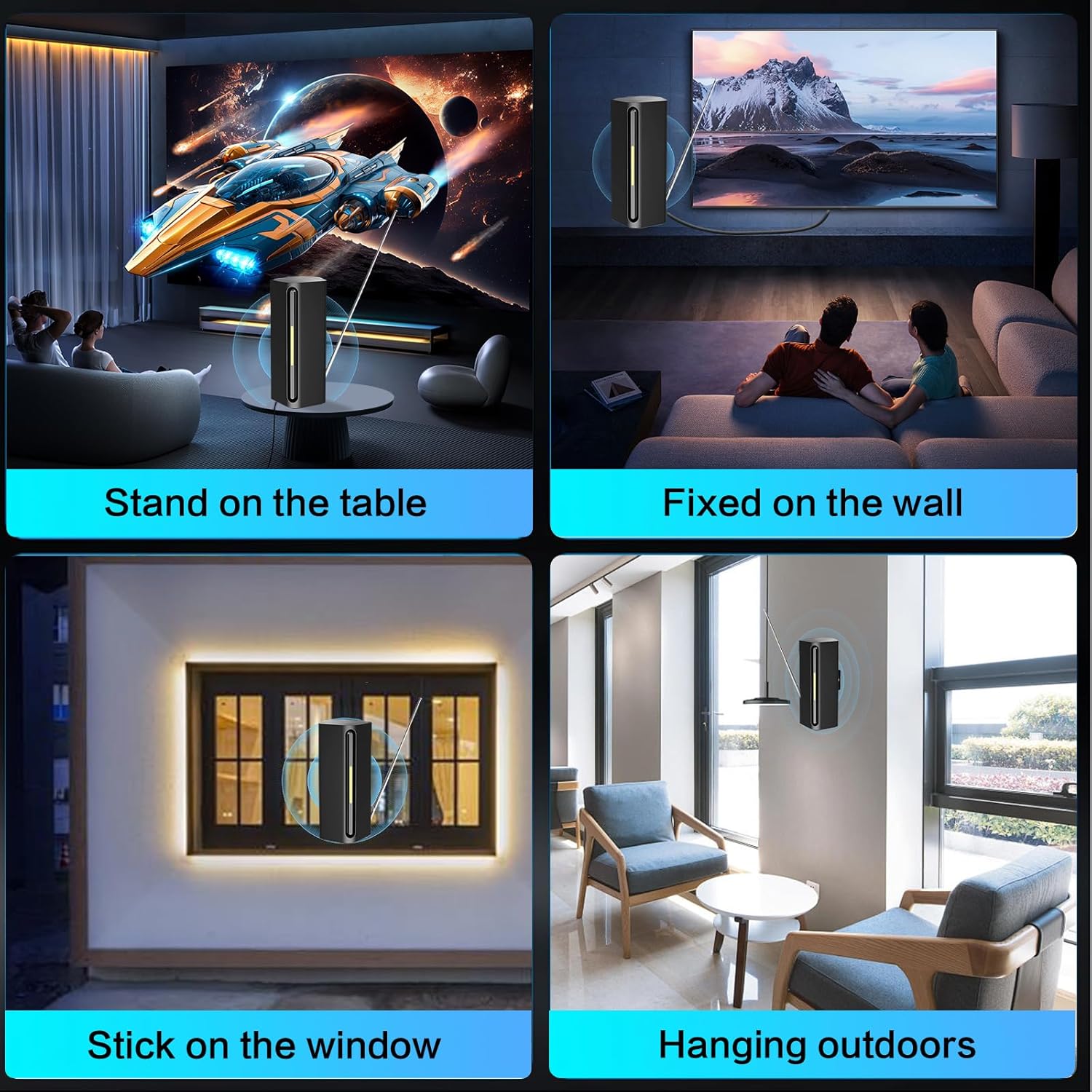 TV Antenna Indoor, HD Digital Antenna for All Smart/Old TV, 500+ Miles Range, with Amplifier Signal Booster 360° Degree Reception for Local Channels, 10ft Cable, Supports 4K 1080p