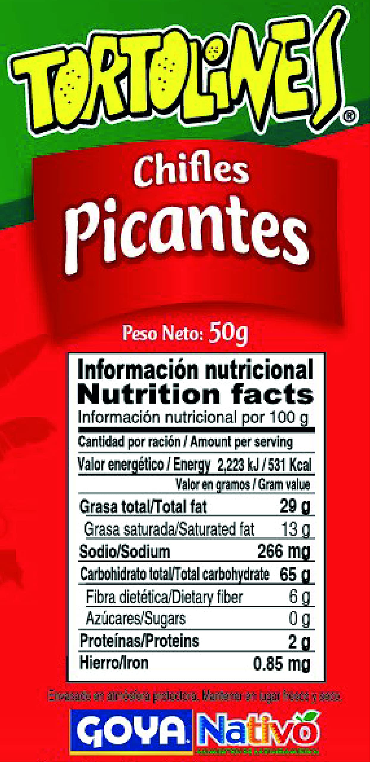 Tortolines Chifles Picantes 50g, Hojuelas de Plátano Deshidratado Crujientes, Chifles Platano para Dips y Ceviches