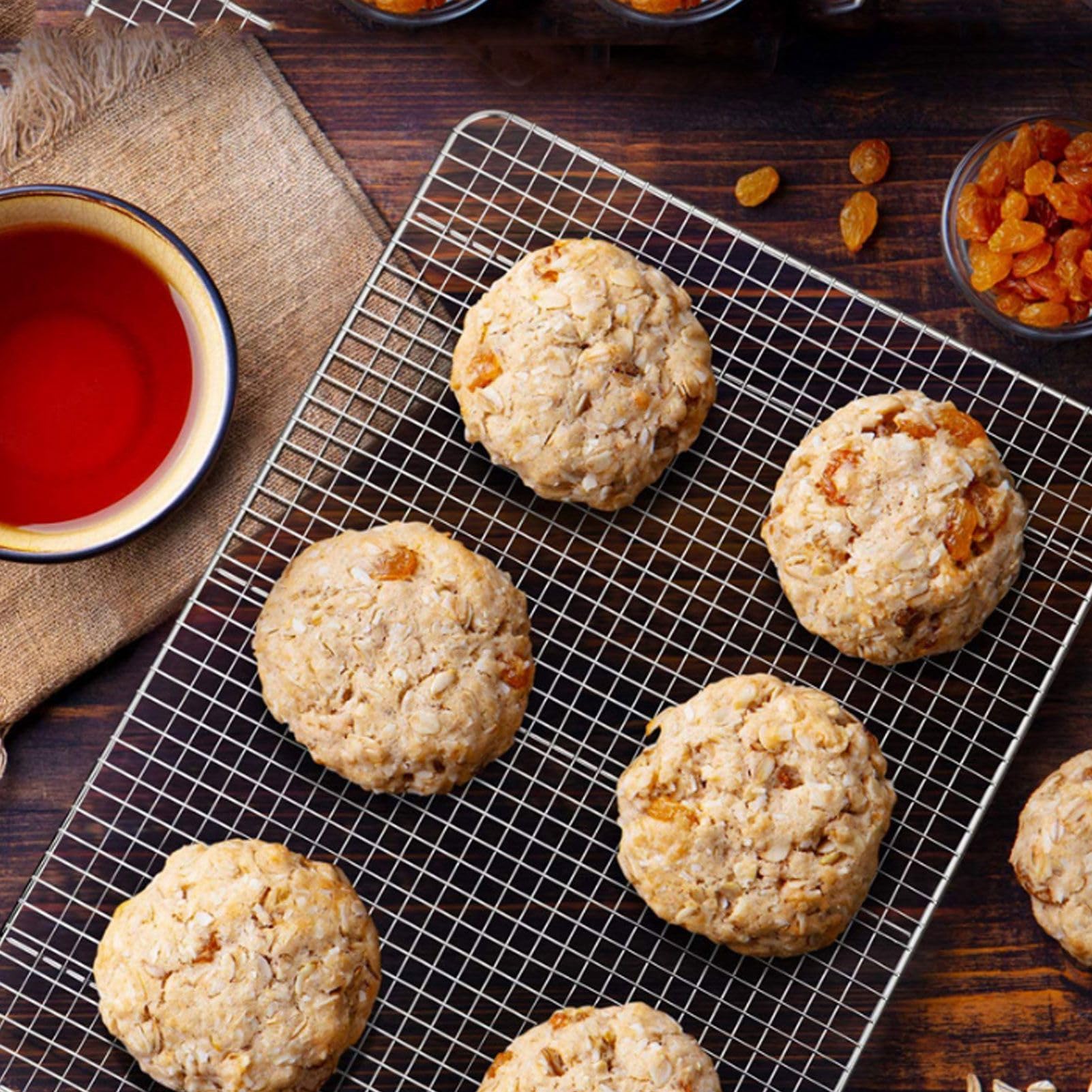 Checkered Cooling Rack 304 Stainless Steel Grid Design Deformation Baking Wire Rack for Home Bakery Bread Cake Cooky