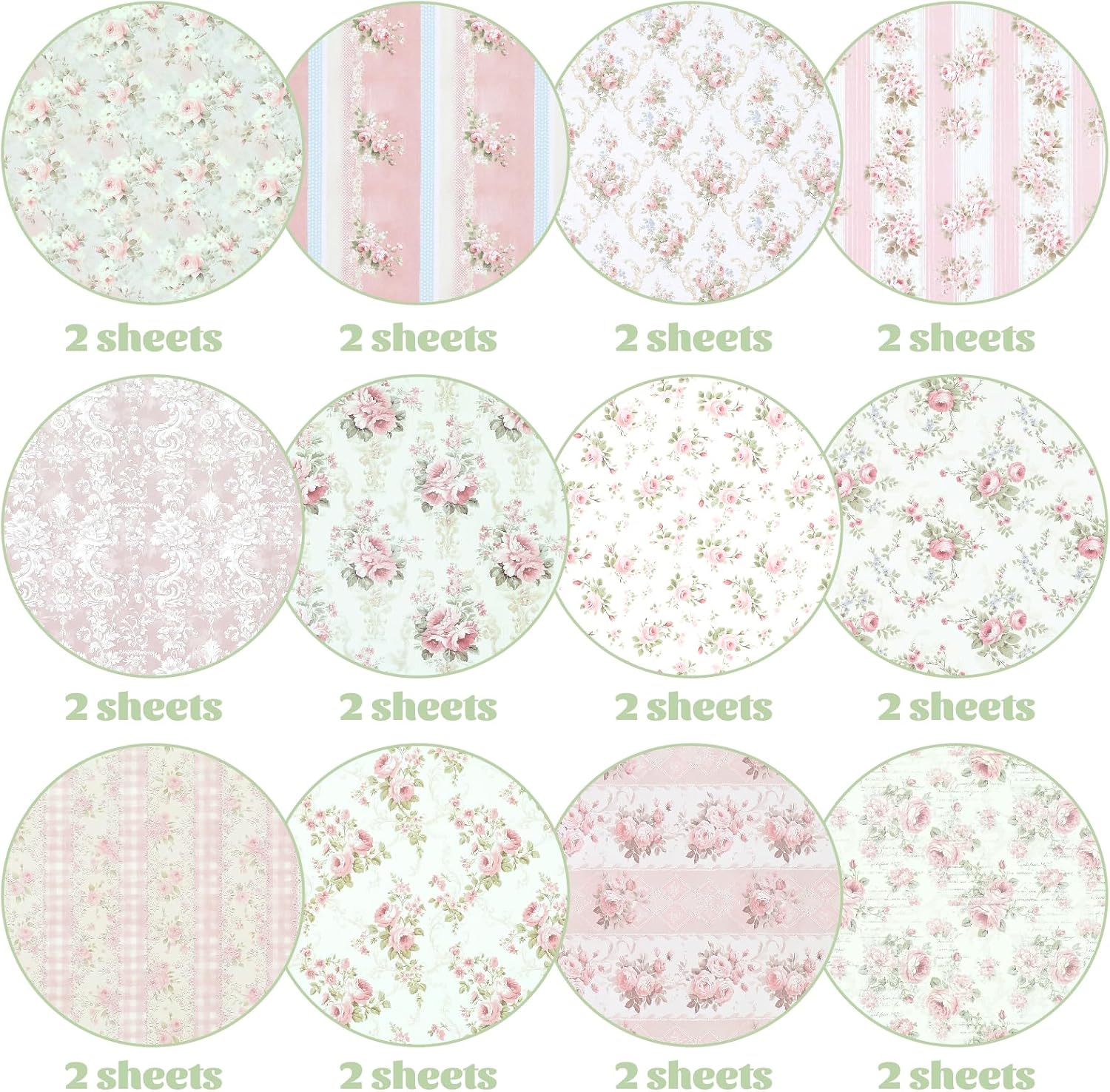 12x12 Inch Scrapbook Paper Pink Floral Pattern, 24 Sheets/24 Designs Double-Sided Print Craft Papers, Scrapbook Specialty Decorative Paper for DIY Album Decoupage Card Making Scrapbooking