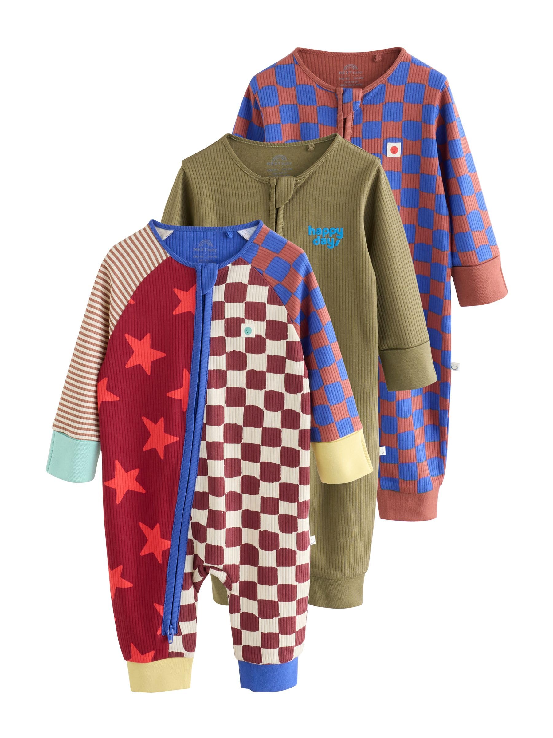NEXT Bambini Confezione da 3 Tutine per Neonati con Zip bidirezionale