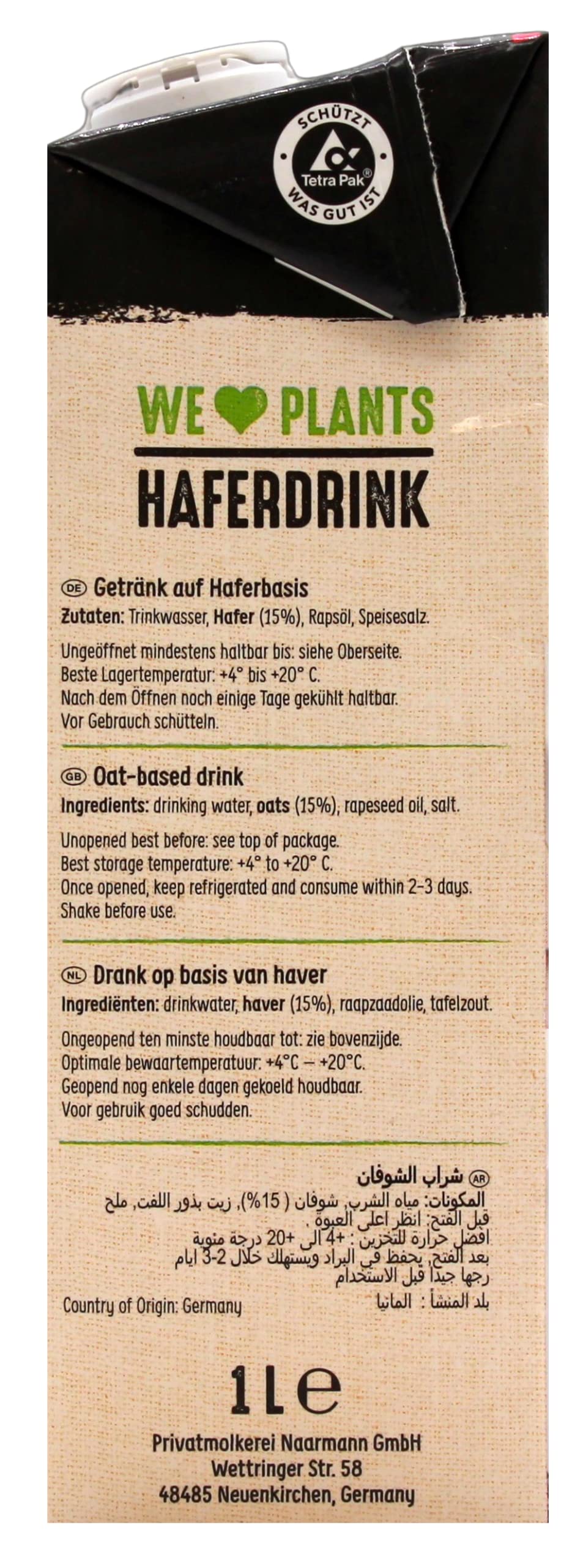 Naarmann Hafer-Drink vegan, 12er Pack (12 x 1 l)