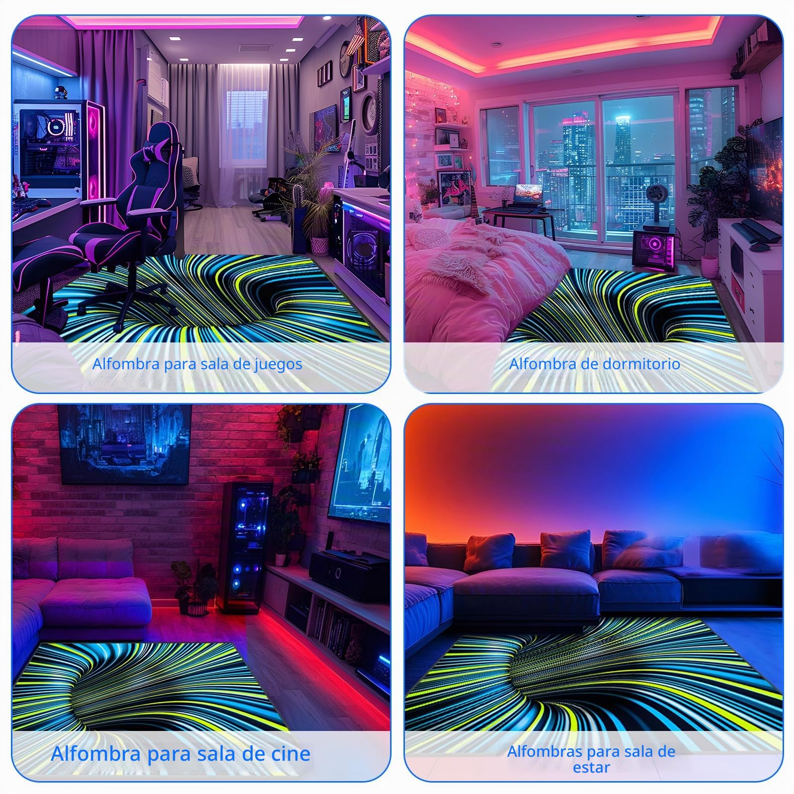 Preciosa alfombra 3D Vortex, 120 x 180 cm, ilusión óptica, alfombra de gamer, para comedor, hogar, dormitorio, habitación
