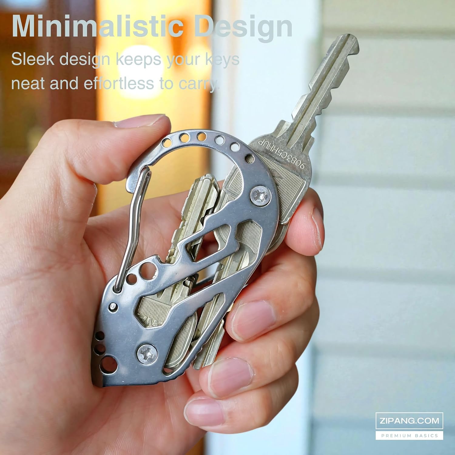 Keychain Organizer with EDC Multitool - Minimalist Stainless Key Holder for Car Fob, Durable Metal Carabiner Key Ring Travel image 2