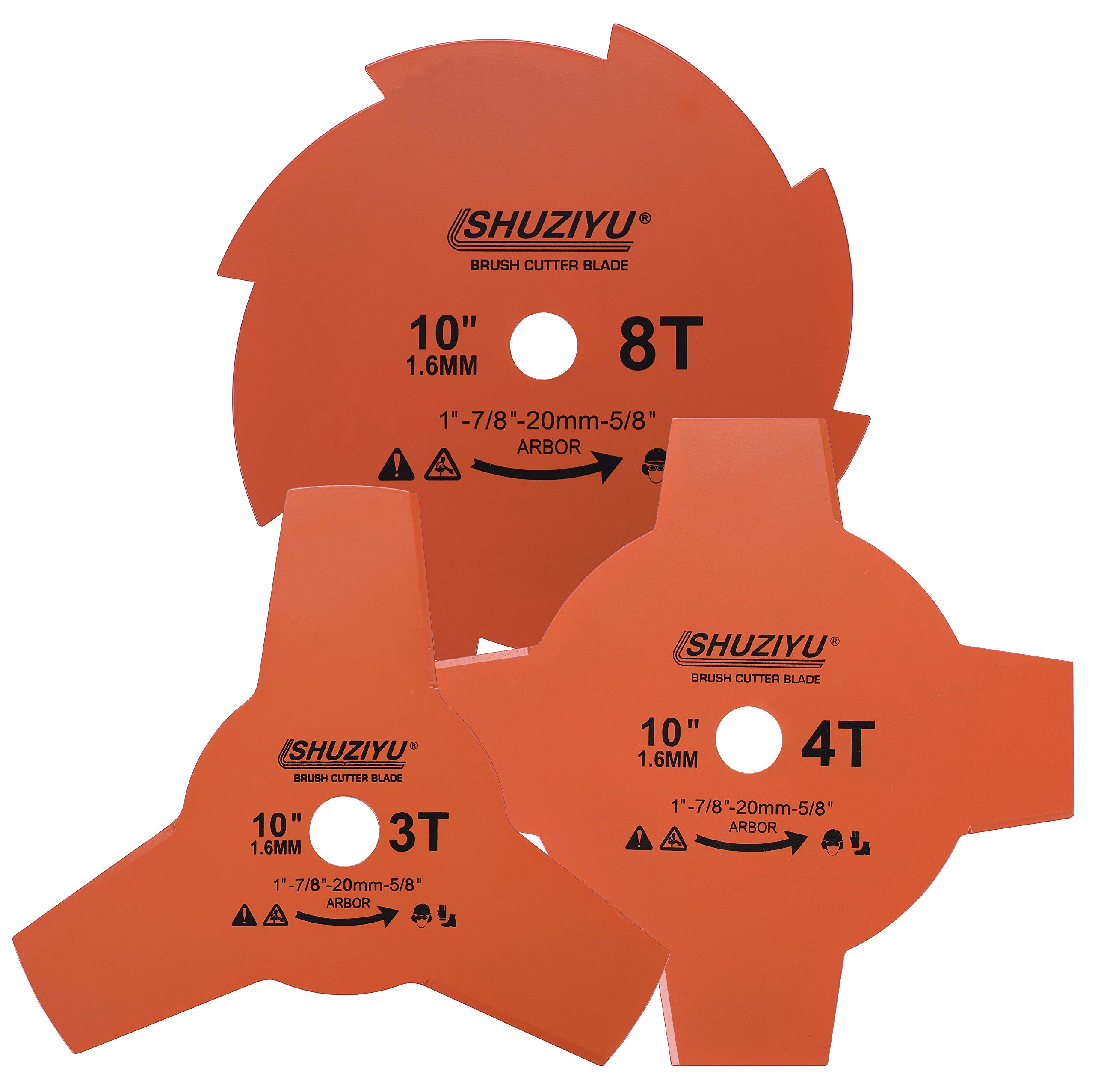 LSHUZIYU3-PACK, 255x1.6mm 3T 4T 8T, Arbor 25.4mm with 22.23-20-16mm Washer, Brush Cutter Blade, Trimmer Weed Blade.