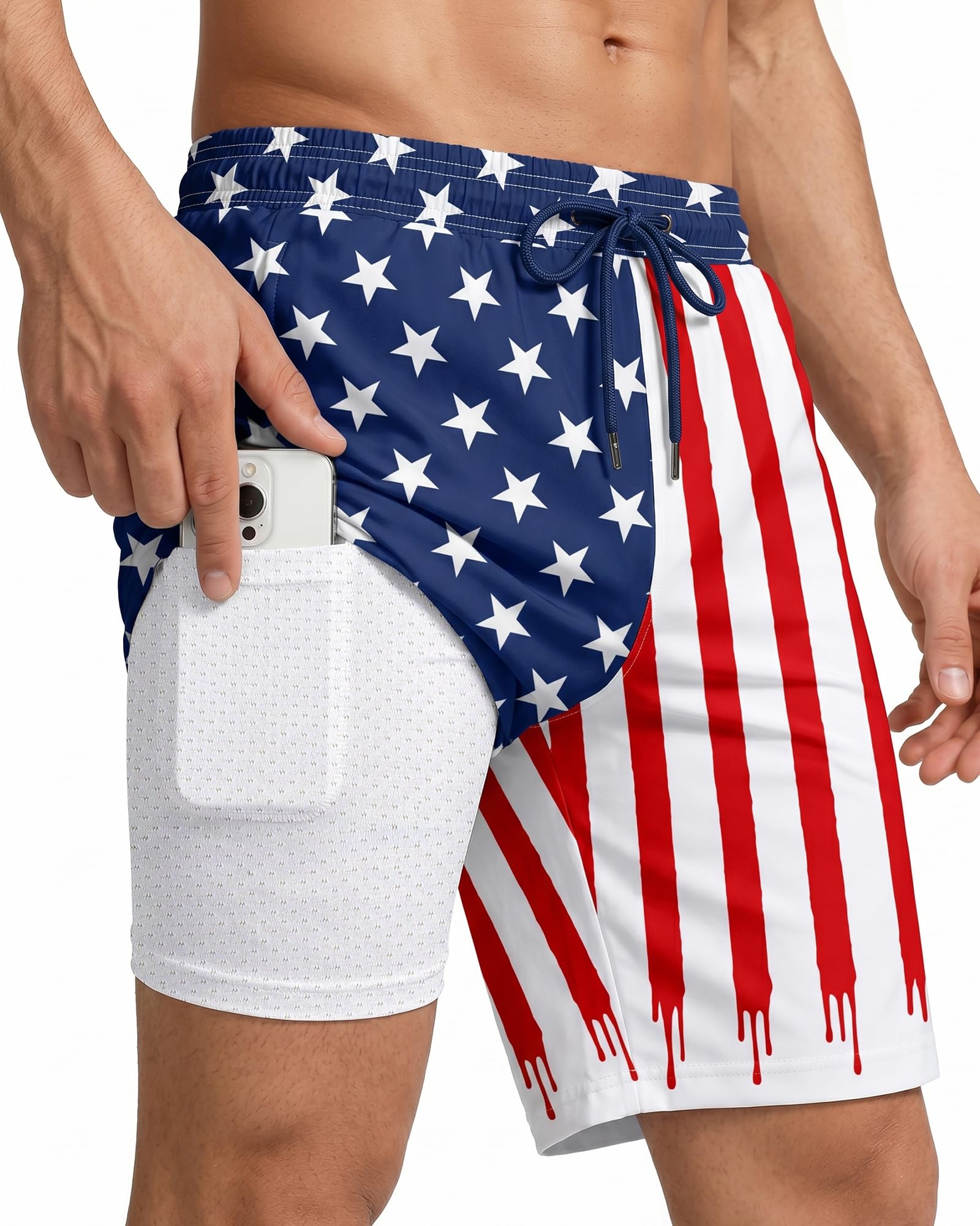 Yufawow 9 Inch Men Swim Trunks with Compression Breathabe Liner Quick Dry Zipper Pockets for Board Beach Gym Running