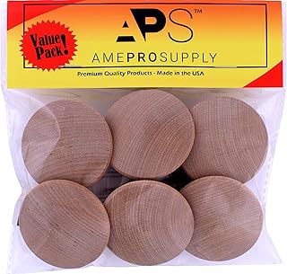 Wood Knobs Extra Large 2 inch Big Wooden Knob for Bifold Doors, Closet Door, Furniture Dresser Pulls with Screws (6 Piece)