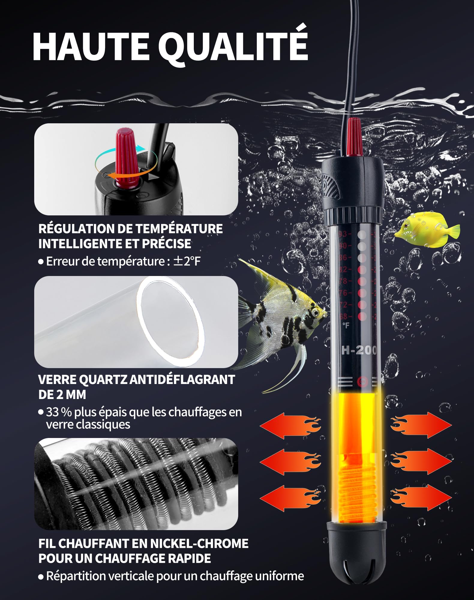 LAOYE Chauffage d'Aquarium 25W Chauffage Aquarium 30L Résistance Aquarium avec Thermostat 20-34℃ Température Réglable Chauffe-Aquarium avec Ventouse Chauffage pour Aquarium de Poissons et de Tortues - 5