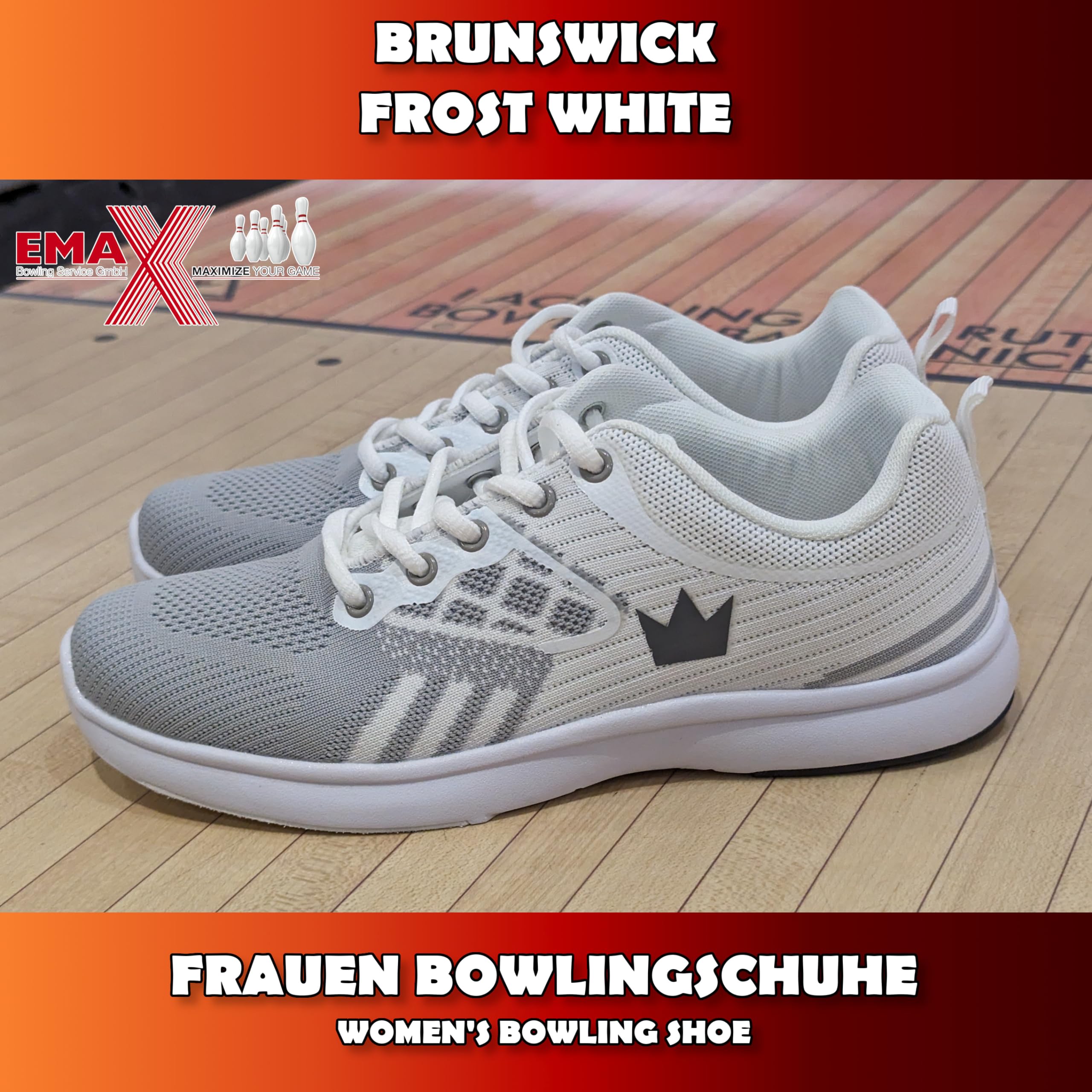 EMAX | Brunswick Bowling-Schuhe für Damen | Frost White | Frauen-Schuh für die Bowlingbahn