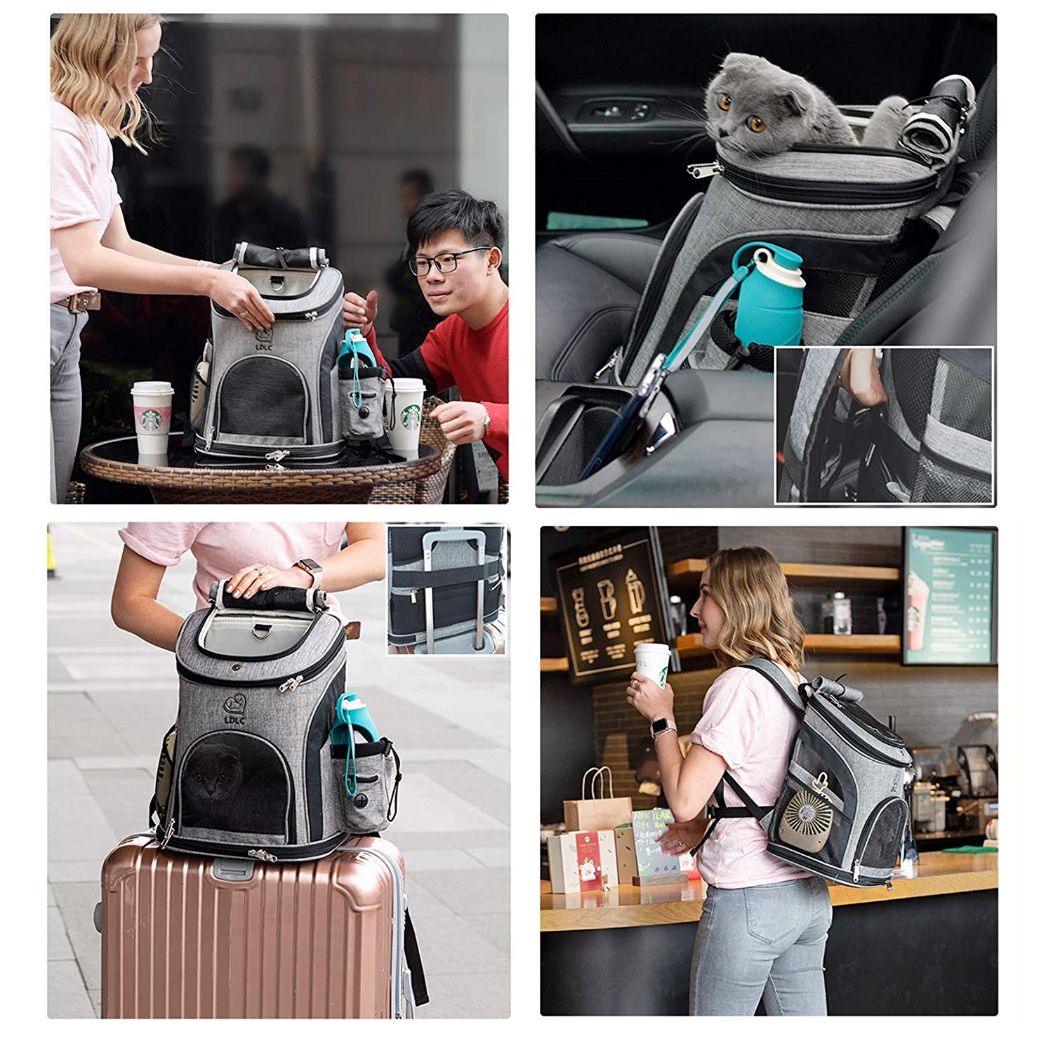 Tineer Mochila Perro Cachorro Bolsa con Malla para Perros medianos Grandes Perros, Bolsa de Viaje portátil para Mascotas para Caminar, Senderismo, Viajes al Aire Libre (L, Upgrade Negro)