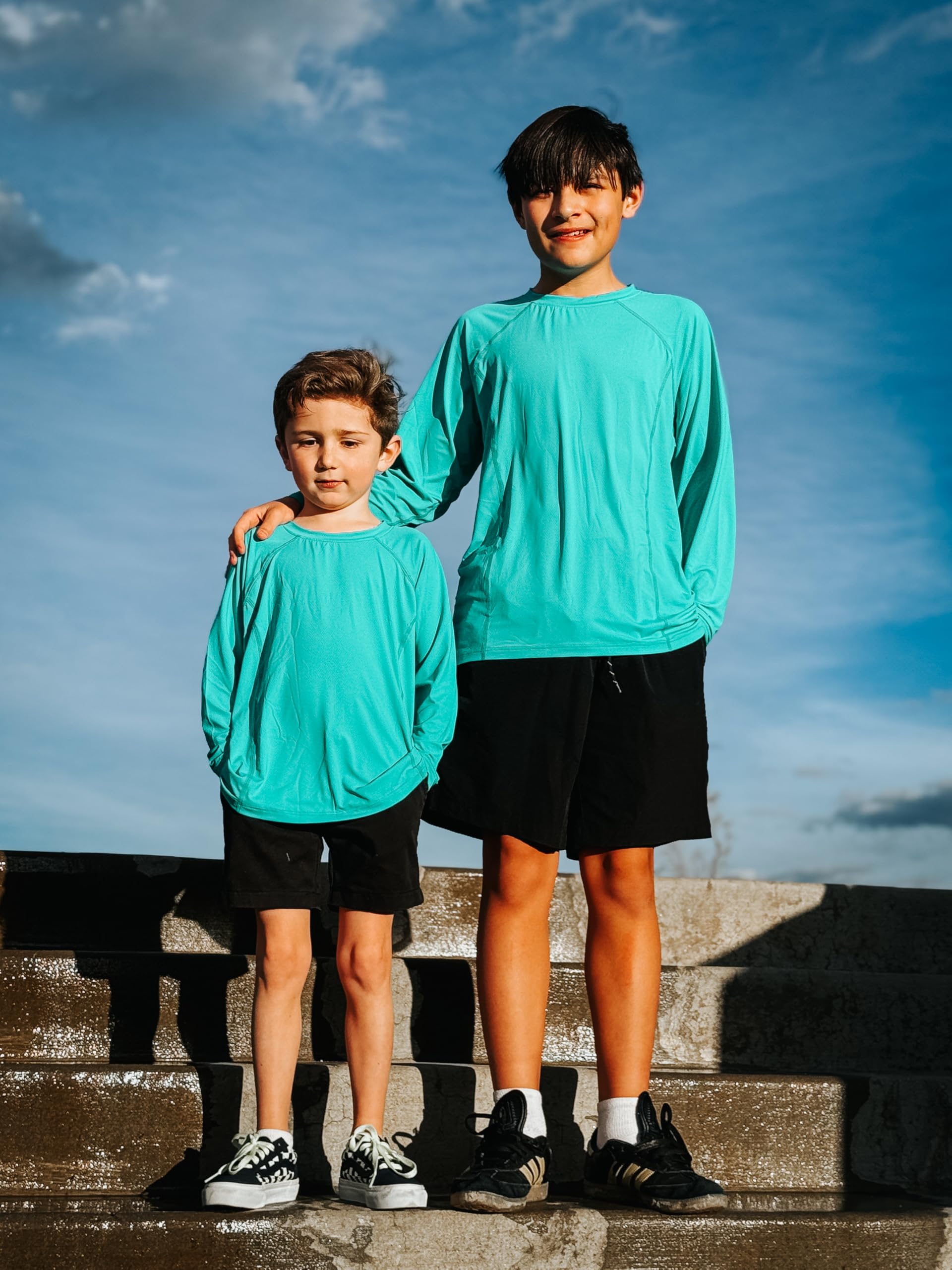 BIG ELEPHANT – Lot de 3 T-Shirts UV à Manches Longues pour garçons – UPF 50+, T-Shirts de Sport à séchage Rapide pour Enfants, Respirants, col Rond