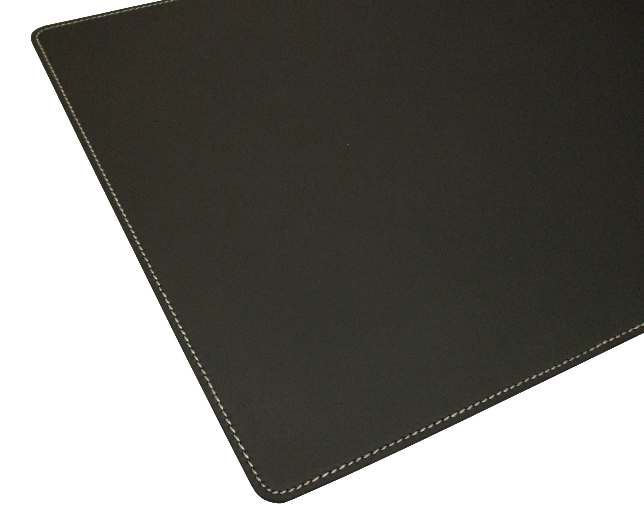 Schreibunterlage Schreibtischunterlage echt Leder schwarz 70 x 50 cm Rindnappaleder, Naht weiss