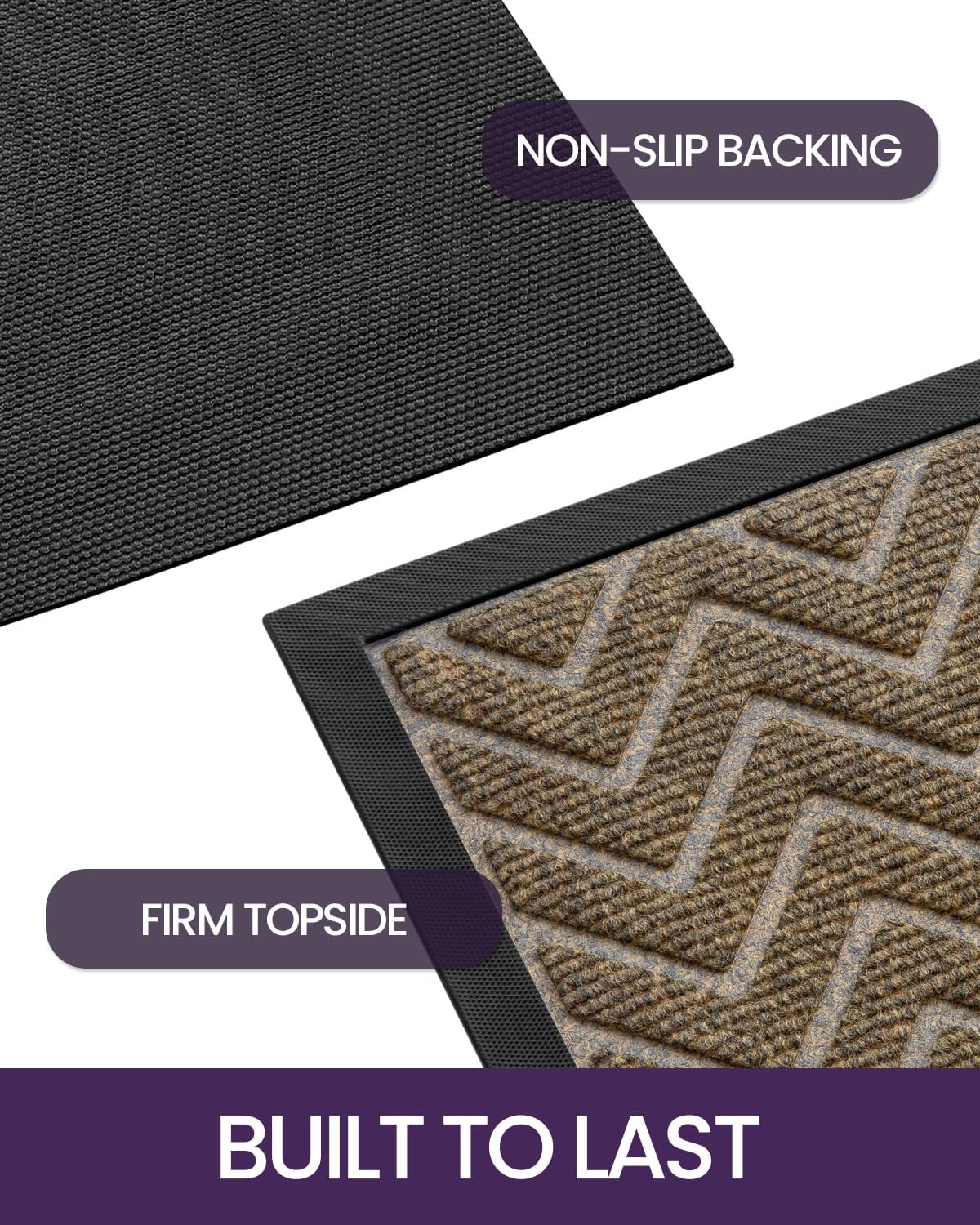 DEXI Front Door Mat Outside Entrance, 4x6 ft Rubber Entry Doormat Heavy Duty, Welcome Mats Non Slip for Inside House Floor Entryway Back Doors Exterior Patio, Chevron Brown