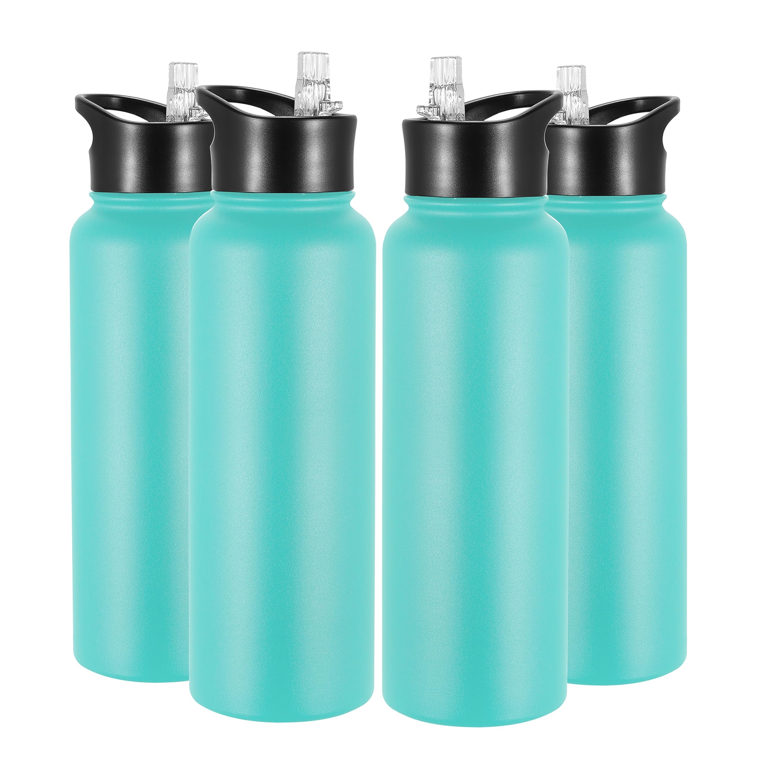VEGOND 40 oz Insulated Water Bottle Bulk Stainless Steel Metal Water Bottles with Leak Proof Straw Lid & Spout Lid, Wide Mouth Double Walled Vacuum
