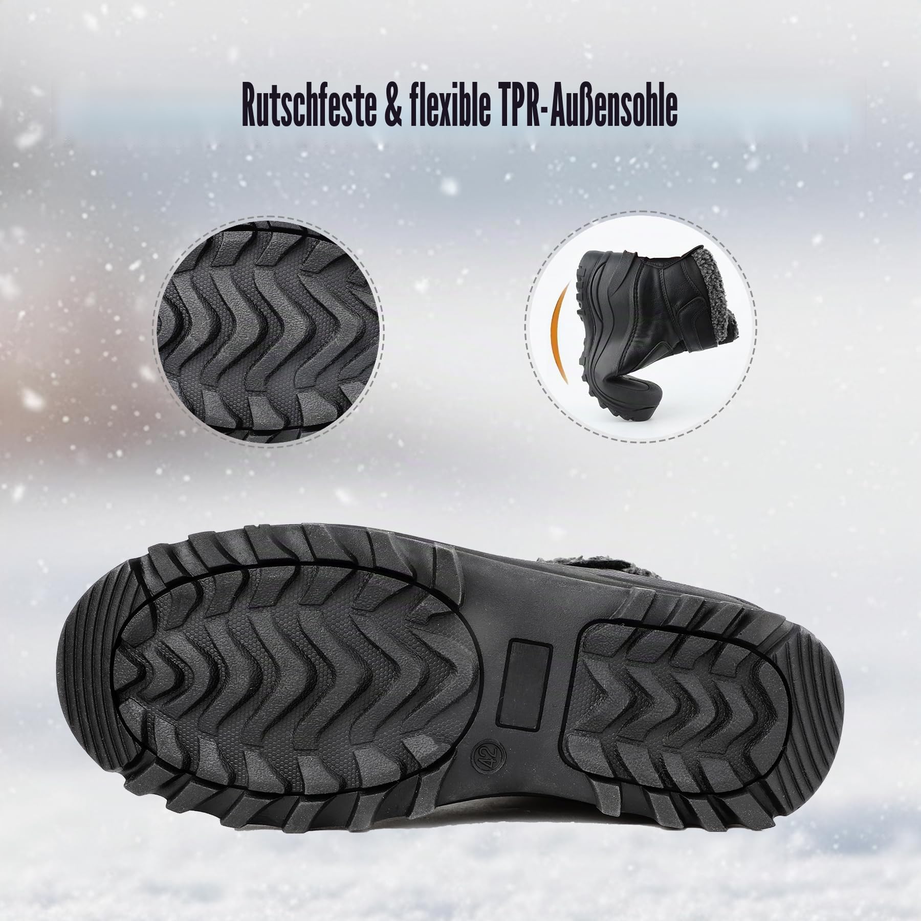 riemot Winterstiefel & Schneestiefel für Damen und Herren – Wasserdicht, Gefüttert und Warm, Rutschfest, Slip-on mit Klettverschluss, Ideal für Trekking, Outdoor und Alltag, Größen 37-47
