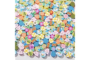 Easter Clay Beads – 200-pc Assortment of Vibrant Egg-shaped Spacer Beads Handmade...