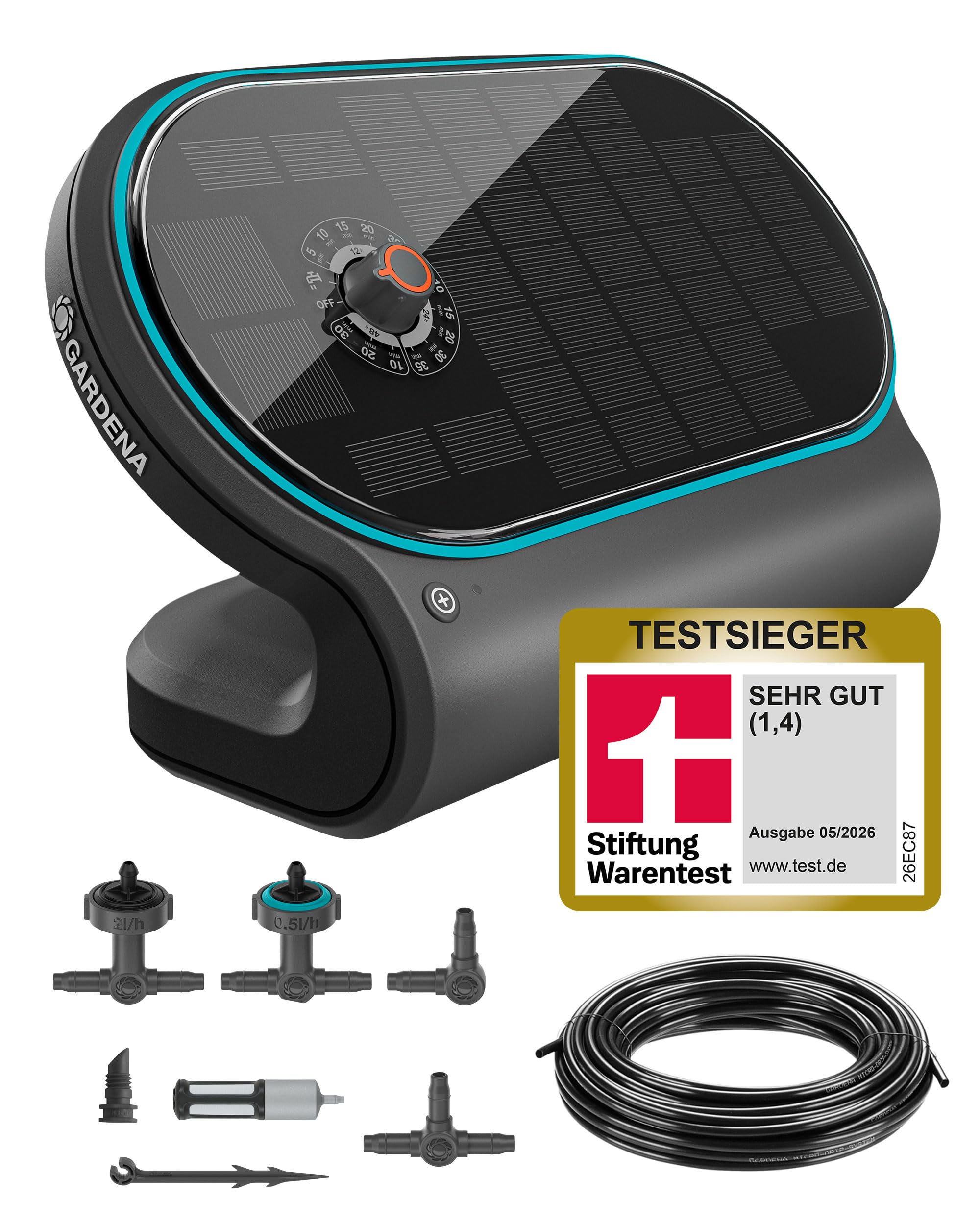 Gardena AquaBloom L Set, autarkes Bewässerungssystem für Balkon, Terrassen und Hochbeete, ohne Wasser- oder Stromanschluss, einfache Installation, versorgt bis zu 30 Pflanzen (13330-20)