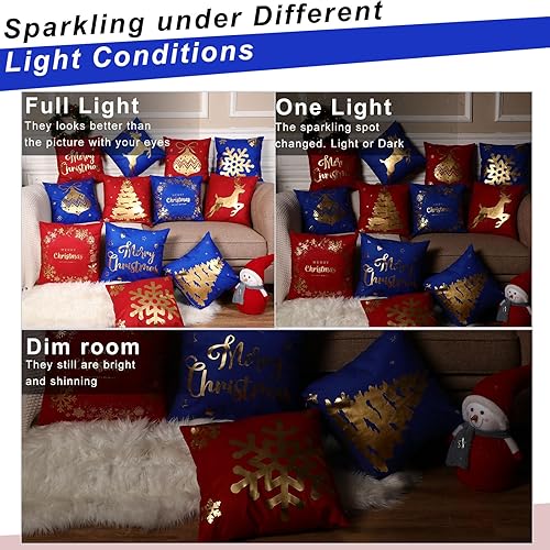 Miniatura 6 de Tatuo 6 fundas de cojín de Navidad para decoración de Navidad, decoración de vacaciones, para sofá, oficina, dormitorio, 18 x 18 pulgadas (azul,