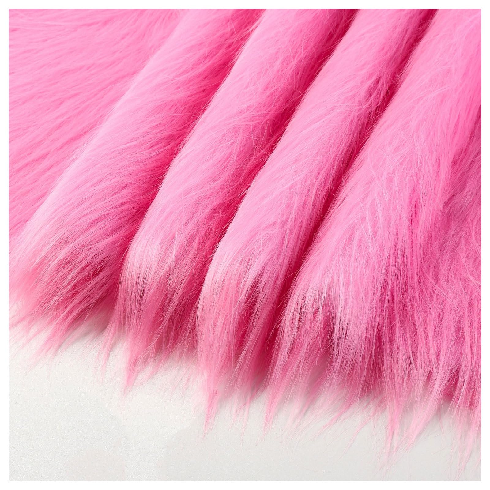 12cm Long Pile Faux Fur Fabric Squares Shaggy Plush Fluffy Fuzzy Plush Faux Imitation Fur Material, for DIY Christmas Halloween Cosplay, Fancy Dresses, Gnomes Beards and Hair, 50x50cm (Color : Pink 1