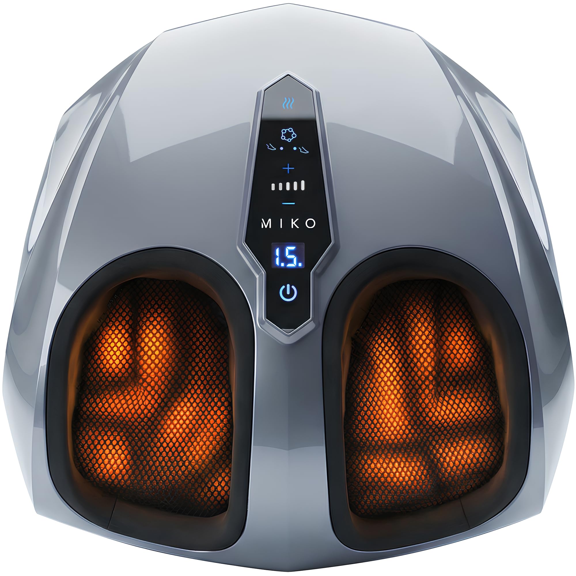 MIKO Foot Massager Machine with Deep-Kneading, Compression, Shiatsu, and Heat for Plantar Fasciitis, Neuropathy - Fits up to Men Size 12