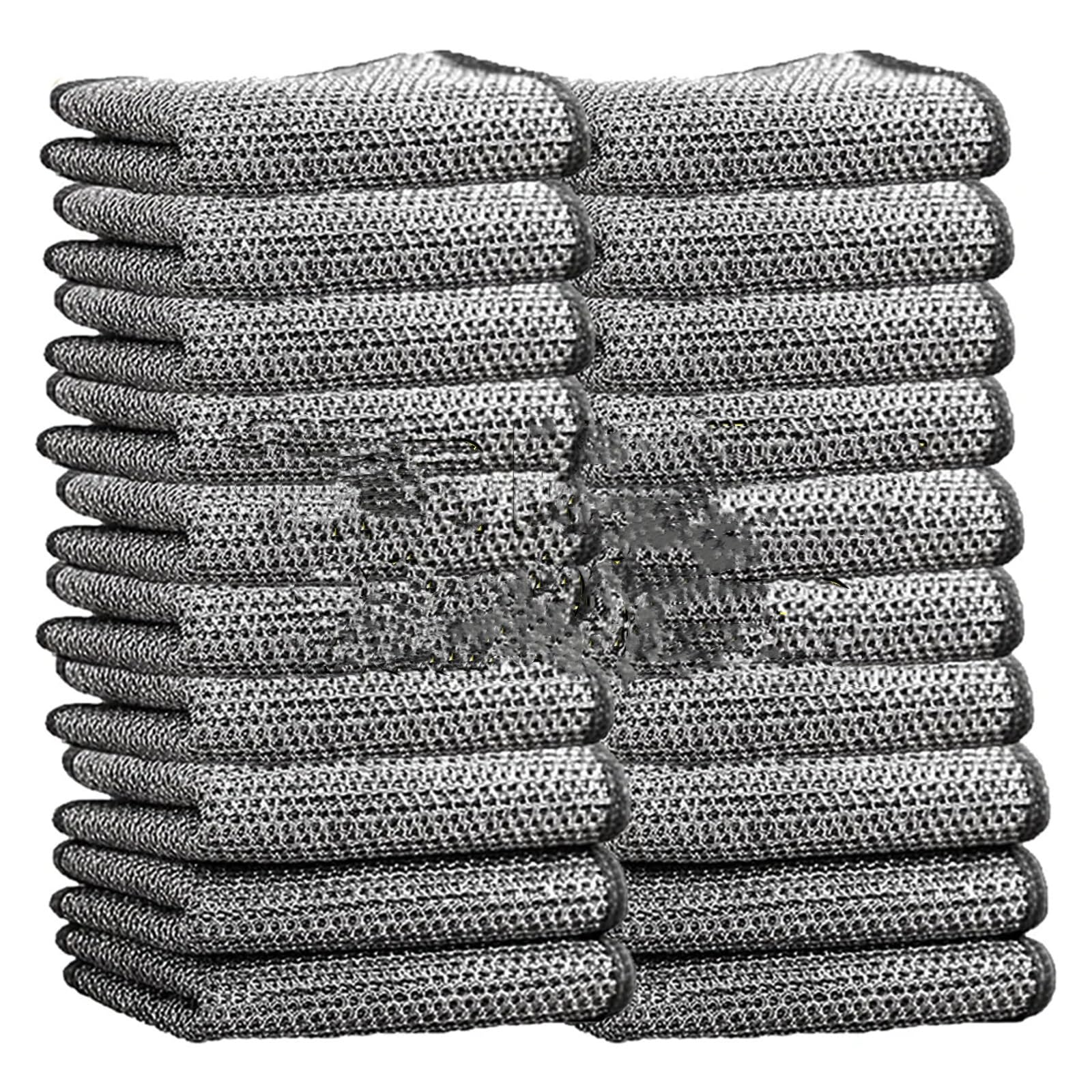 EJPPDHCO Metal Steel Wire Cleaning Rags Home Kitchen Pot Dish Pan Magic Dishcloth Towels Double Layer Non Stick Oil Steel Wire Rag Cloths (Color : Thin Hollow, Size : 5PCS)