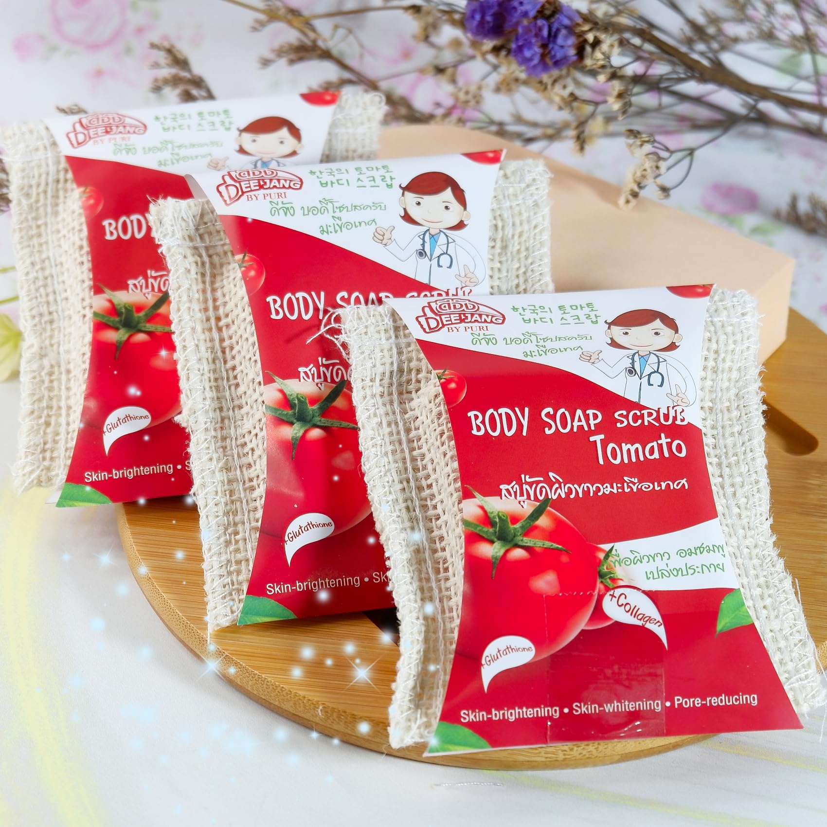 Amazon.com : Body Soap Scrub in Exfoliating Bag – Tomato, Glutathione &  Collagen for Radiant Skin – 50g : Beauty & Personal Care