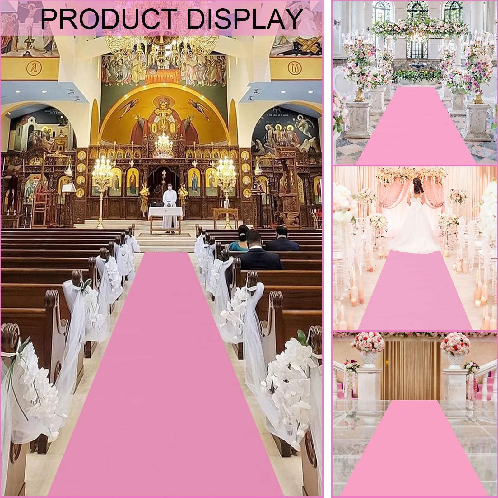 Tappeto per corridoio rosa per cerimonia di matrimonio, 10 m, 20 m, tappeto per passerella, spessore 2 mm, per addio al nubilato, eventi di ricevimento di nozze in chiesa(1.2x20m)