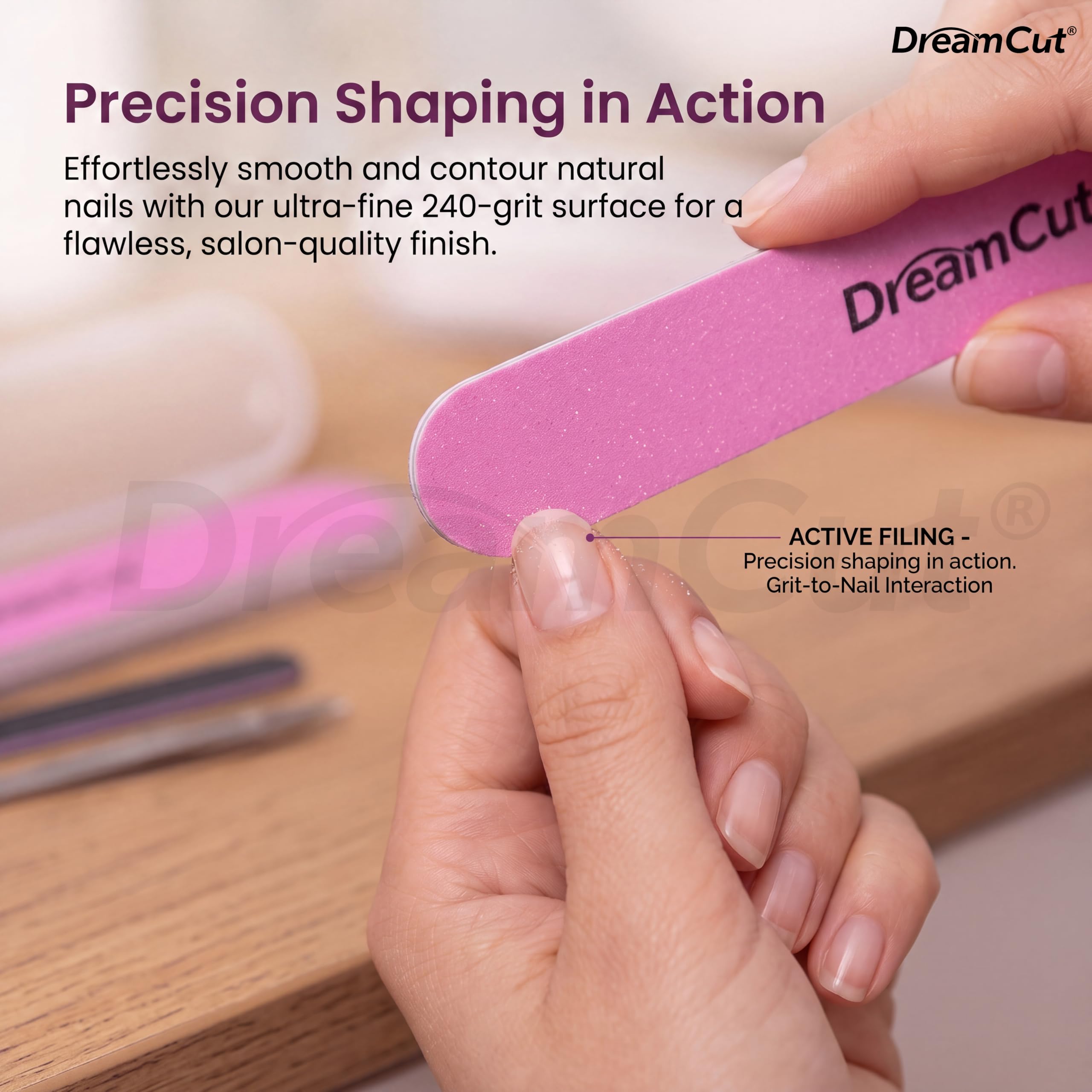 DreamCut Nagelfeile doppelseitig Körnung 240 Nagelpuffer mit Schutzhülle
