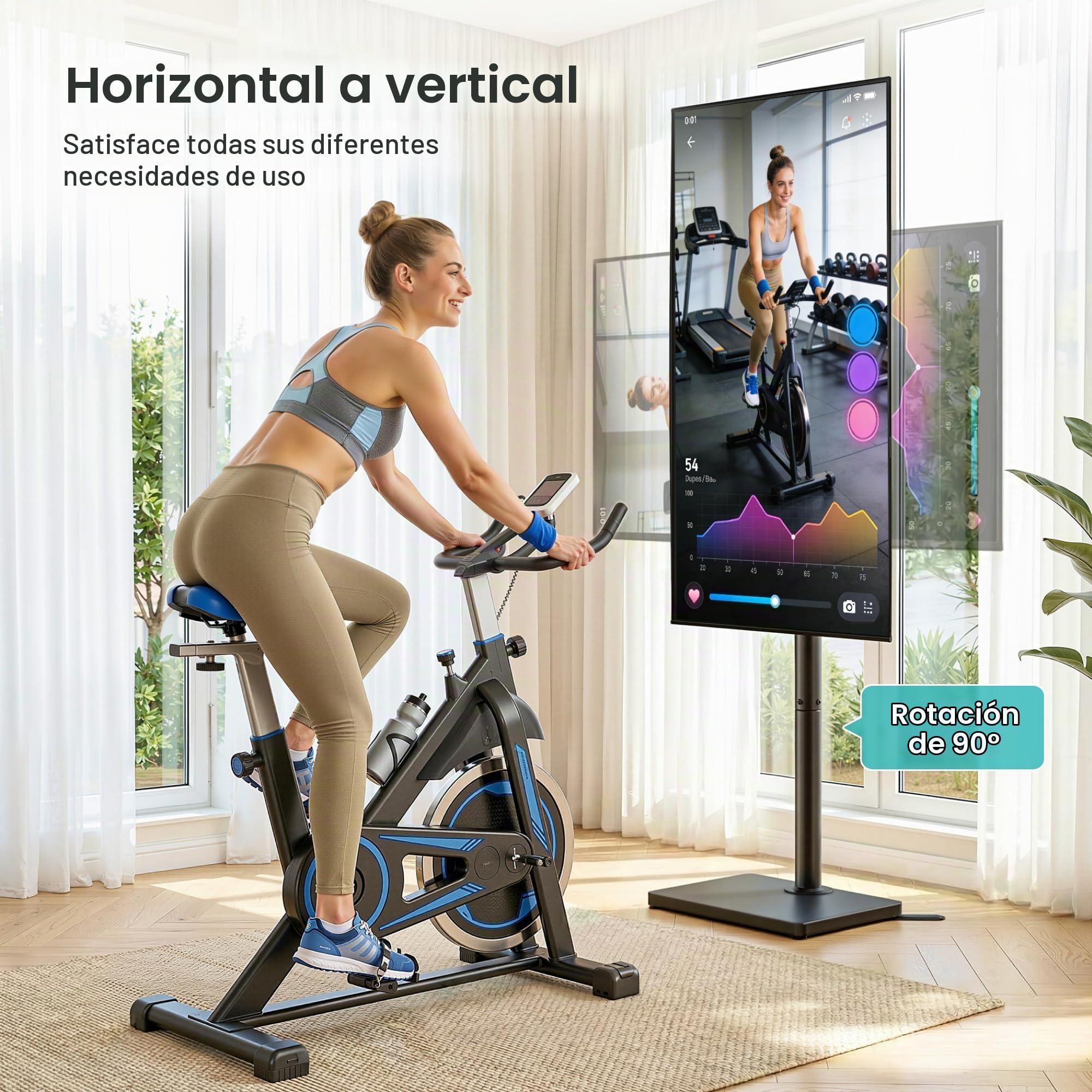 PEGZONE Soporte universal para TV de 24 a 65 pulgadas, giratorio 90 ° y altura ajustable, máx. VESA 400 x 400 mm, soporta 40 kg, ahorra espacio (negro)