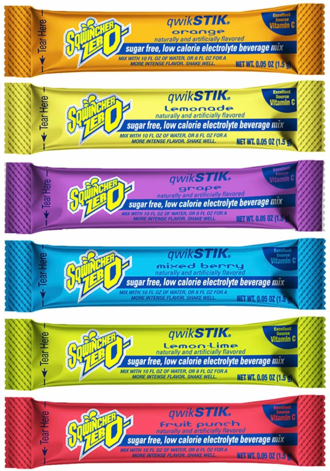 Zero Sugar Qwik Stik Bundle - Assorted Electrolyte Powdered Beverage Mix 10 oz Yield Per Unit - Pack of 300