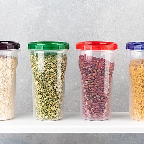 Miniatura 9 de PLASTICPRO Recipientes de 48 onzas con parte superior giratoria y parte inferior transparente con tapa morada en la parte superior giratoria,