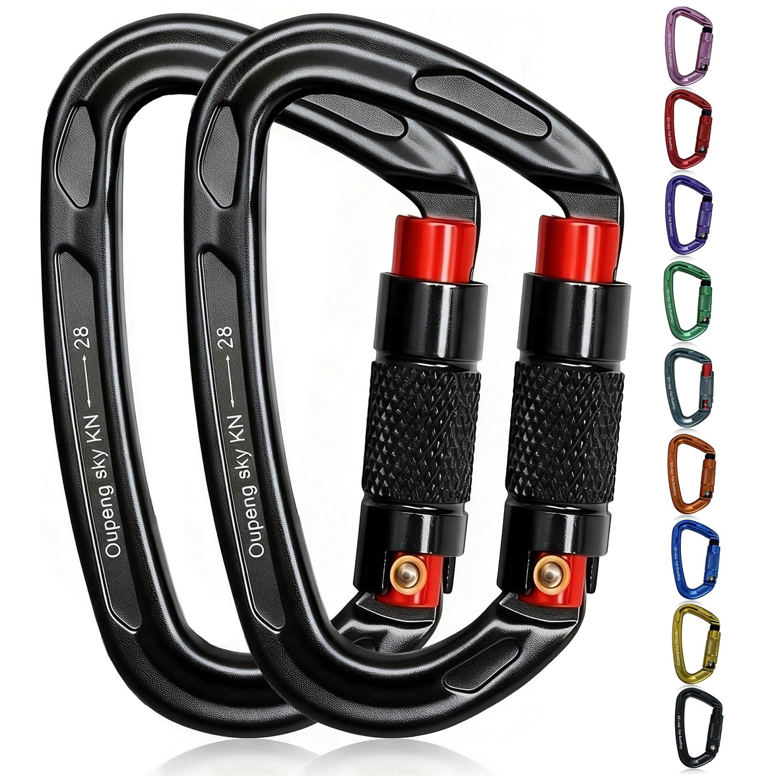 Auto Locking Carabiner Clips - 28KN (6172lbs) Heavy Duty Cari ,2PCS Large Carabiner Clip for Keychains,Hammock,Camping, Gym, Hiking, Outdoor ,Dog Leash