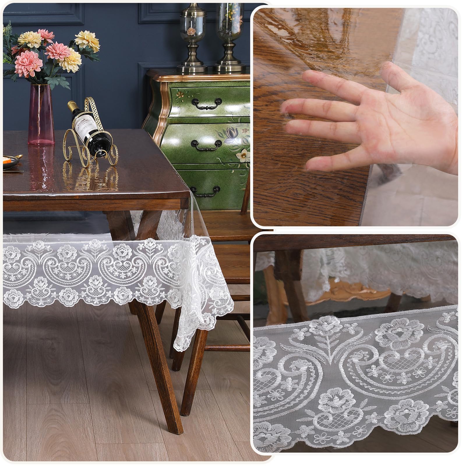 Tovaglia Trasparente In PVC Impermeabile, 152x213 Cm, Proteggi Tavolo Per Feste E Matrimoni, Facile Da Pulire - 2