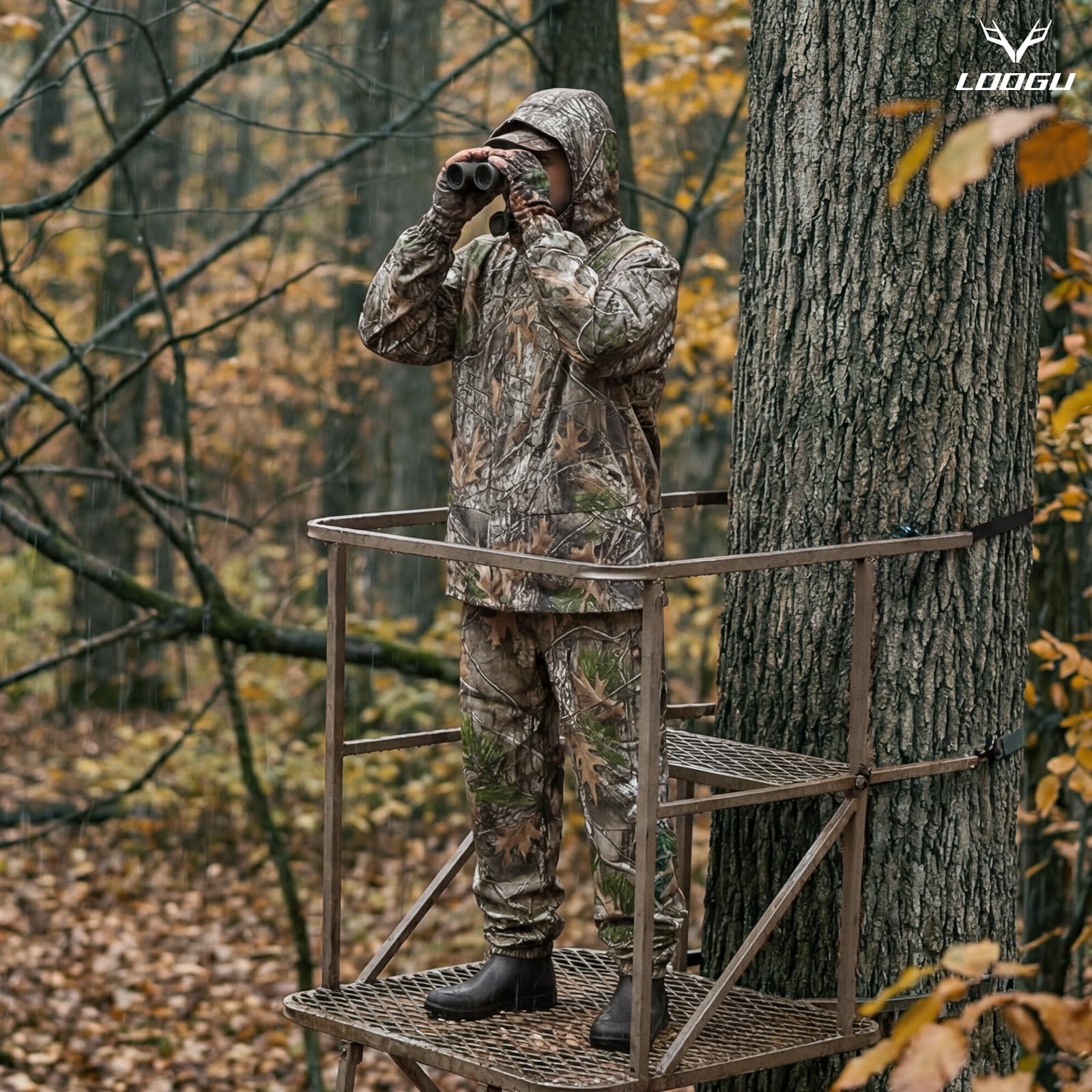 LOOGU Poncho de pluie, imperméable à motif camouflage, tapis de sol