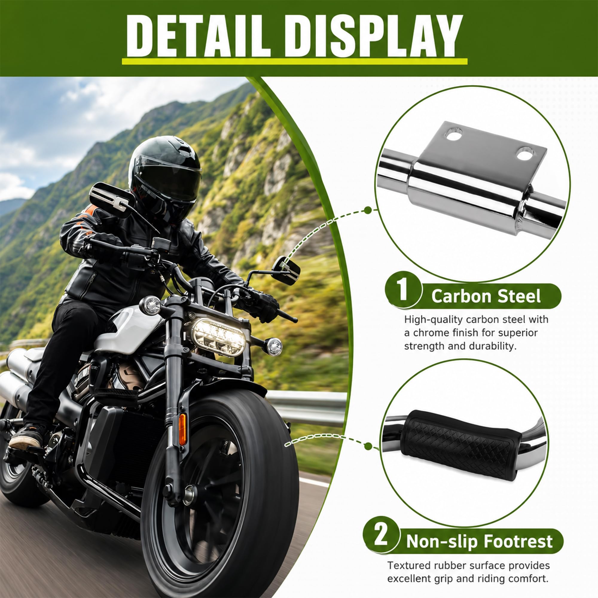 Paramotore per Sportster 1200 Custom XL1200C 2004-2023; Iron 883 XL883N 2009-2023; Roadster XL1200R '04-08; Forty Eight XL1200X '10-15 (cromato)
