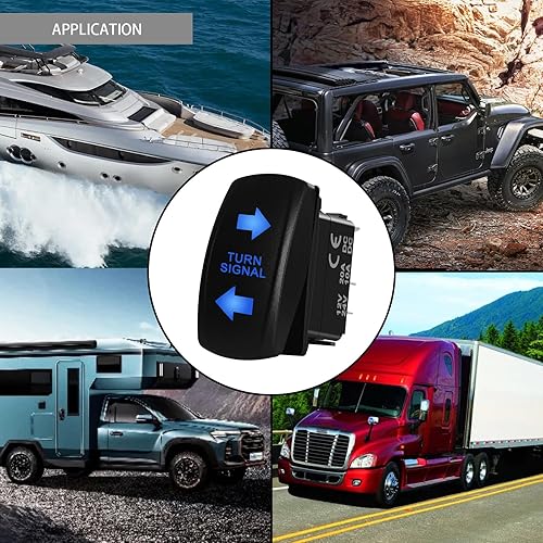 Miniatura 6 de Interruptor de señal de giro LED azul impermeable de 10 pines, interruptor de palanca DPDT de encendido y apagado de 3 vías para automóvil, RV,