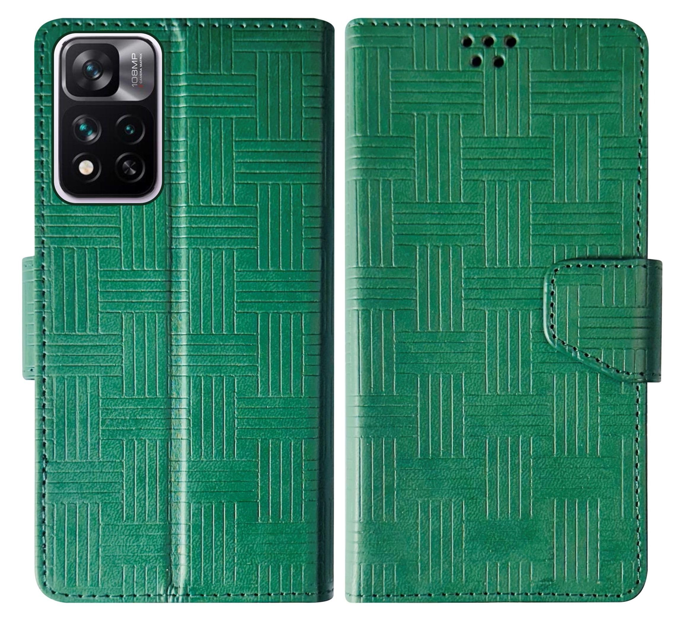Flip Cover for Xiaomi Mi 11i 5G / Mi 11i 5G HyperCharge Back Cover Case with Magnatic Closure | Inbuilt Stand | Card & Money Pocket (Mat Green)