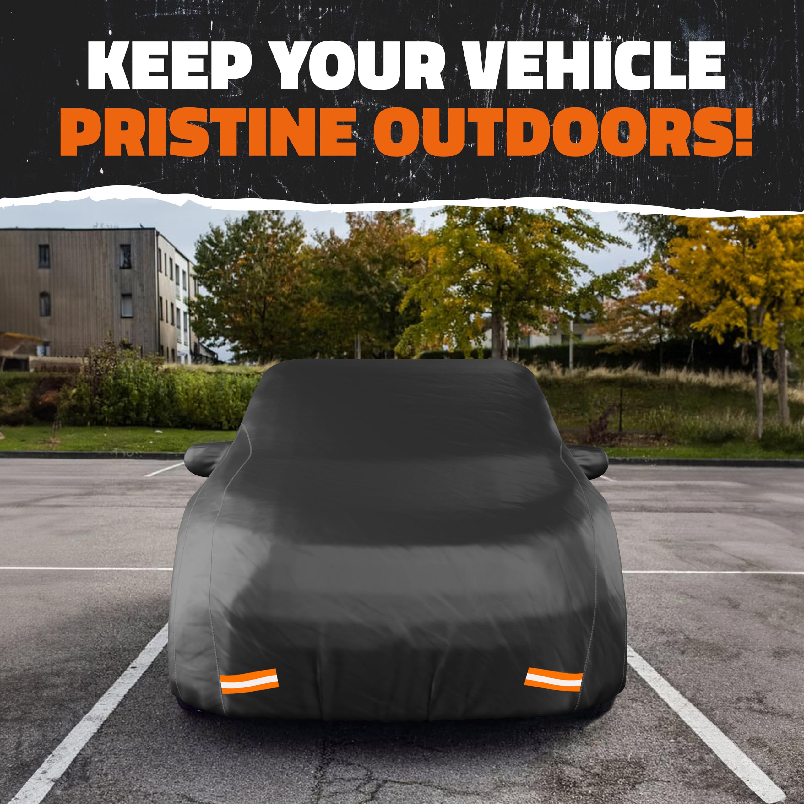 Mockins 200x75x60 Large Sedan Car Cover Waterproof All Weather Shield Thick Dual-Layer 250G PVC HD Cotton Car Covers — view 8