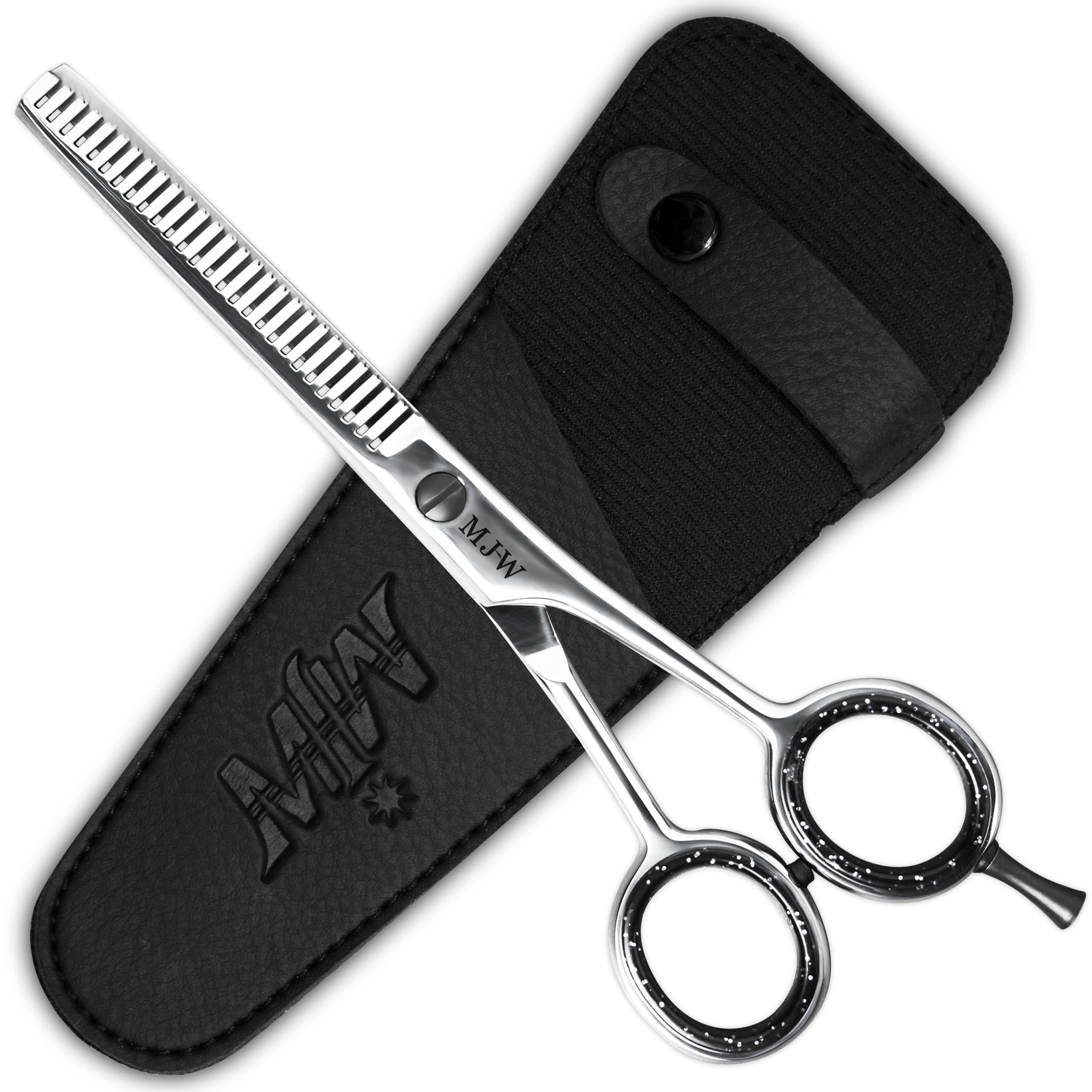 MJW Tijeras para Adelgazar el Cabello - Tijeras de Dientes para Cortar el Cabello de Acero Inoxidable, Tijeras para Mezclar Peluquería, Tijeras Ideales para Texturizar y Estratificar para Adultos