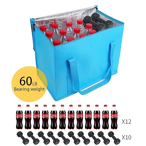 Miniatura 5 de musbus - Paquete de 2 bolsas térmicas para alimentos, bolsas reutilizables y resistentes con cierre de cremallera, bolsas plegables y duraderas