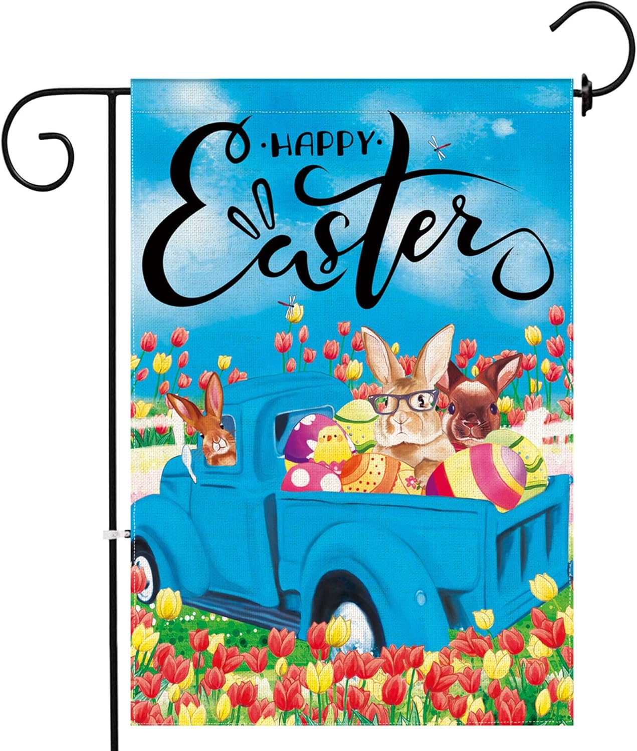 Bonsai Tree Happy Easter Garden Flag,Double Sided Premium