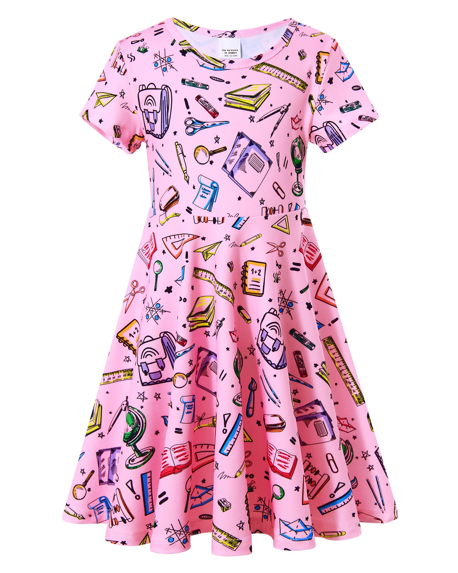 ALISISTER Little Girl’s Dress Short Sleeve Toddler Summer Sundress (Pink)