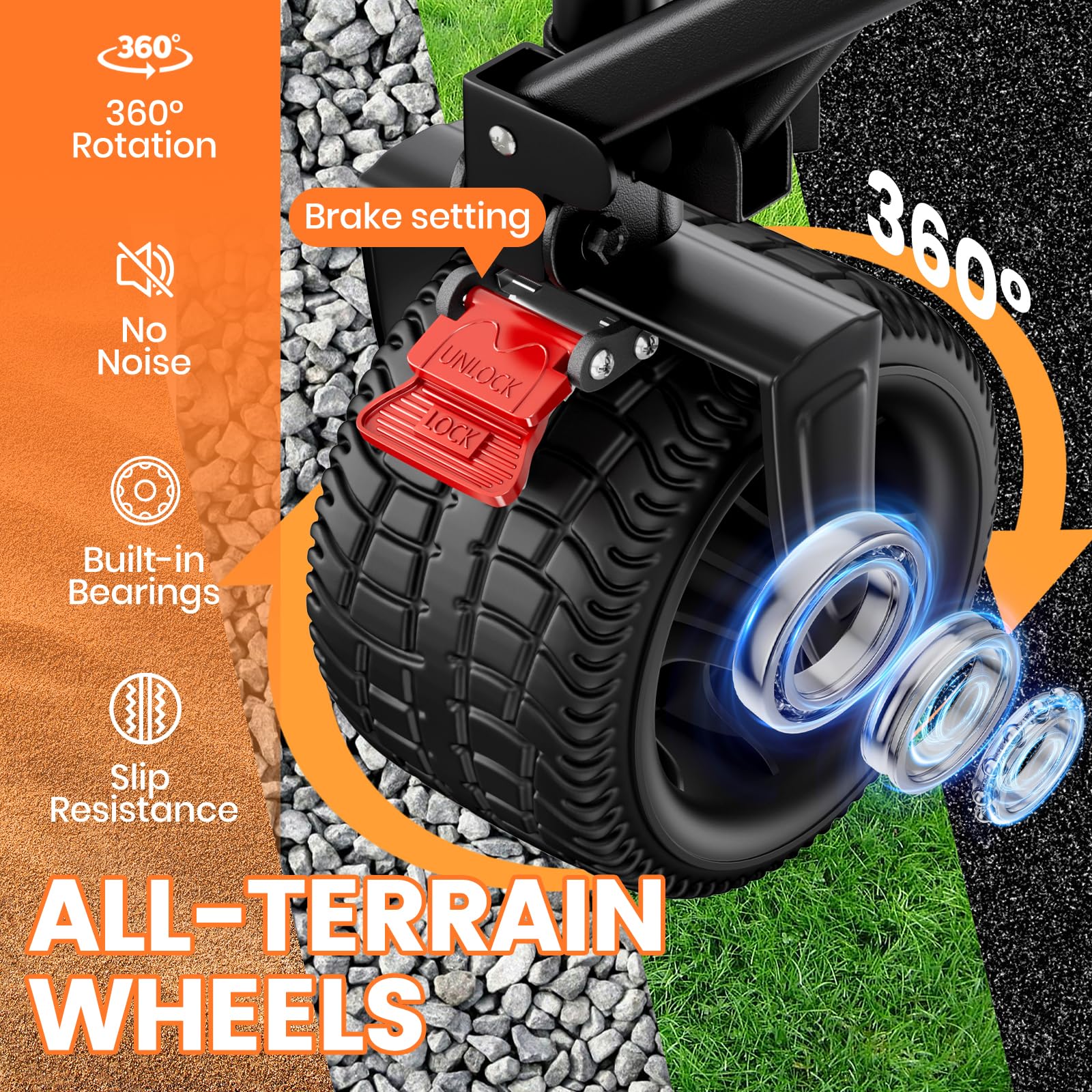 Collapsible Wagon Carts 570LBS Weight Capacity Foldable Beach Wagon with Big All-Terrain Wheels 330L Heavy Duty Utility Carts with Cup Holders for Camping, Garden, Sports, Grocery Black