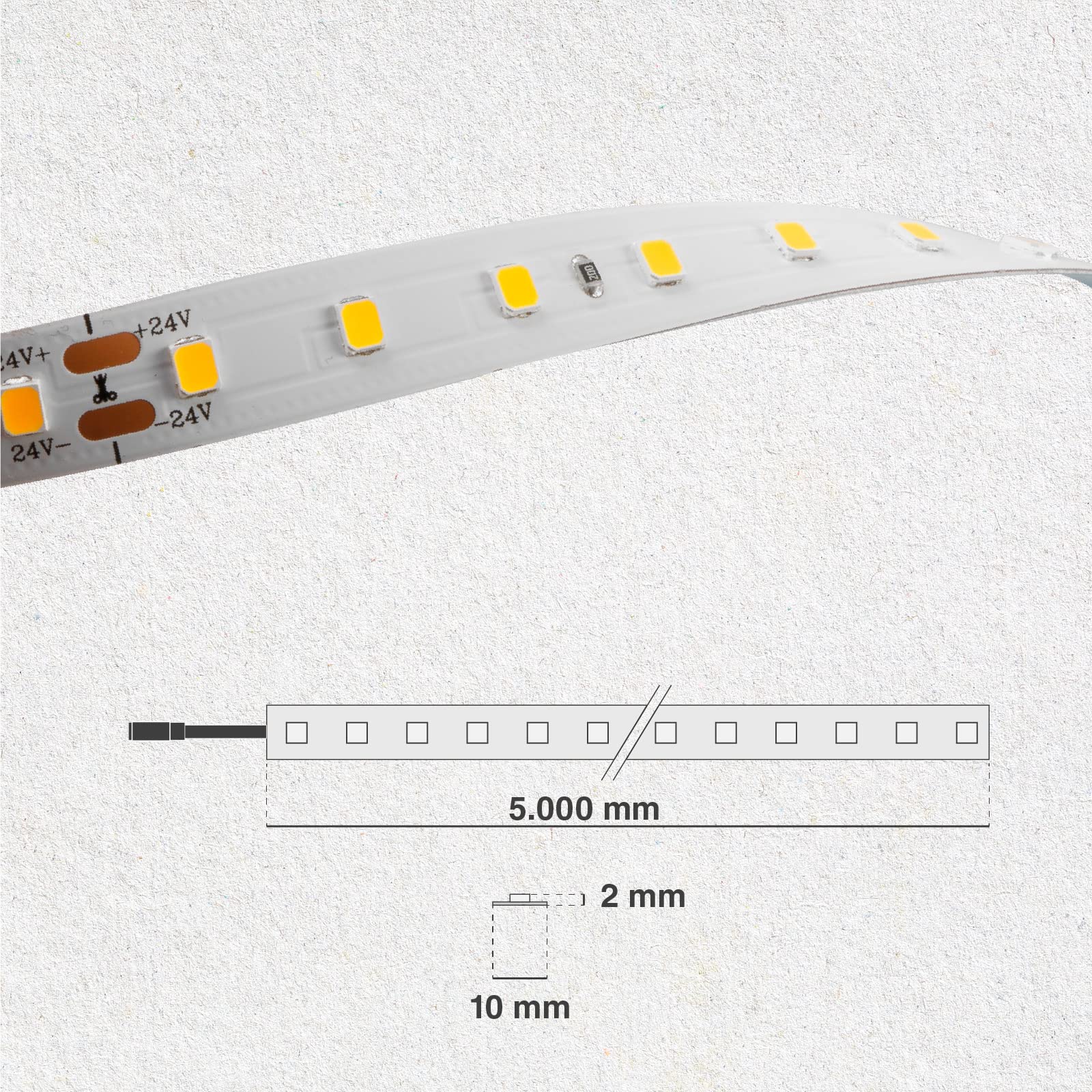 Eurocali Striscia LED 5 metri Professionale 24V 20W 4 W/mt - Striscia Monocolore da 450 LED 90 LED/mt e 4000 Lumen 800 Lm/mt 200 lm/W - Bianco Naturale 4000K